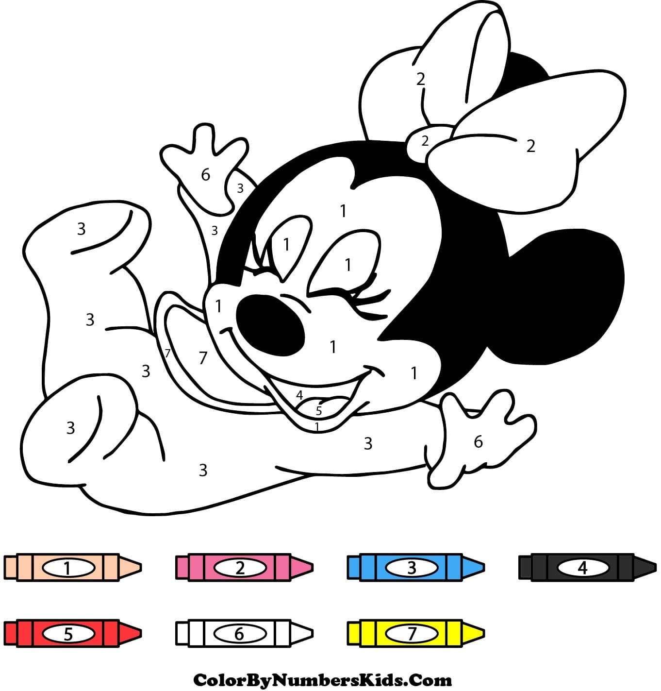 Little Minnie Mouse Color By Number