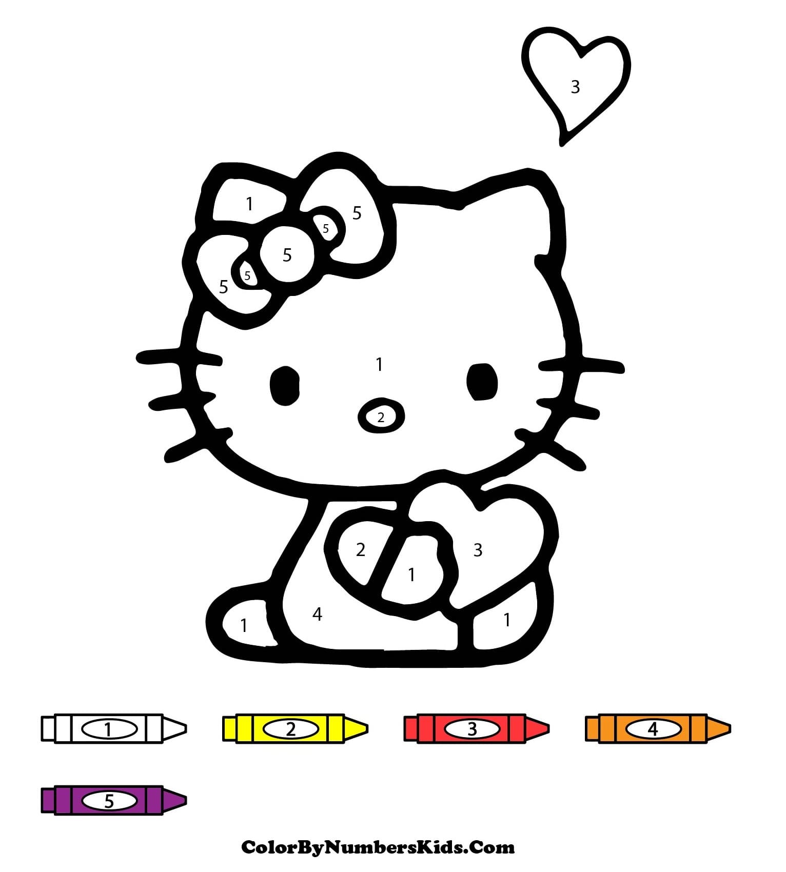 Lovely Hello Kitty Color By Number For Kids
