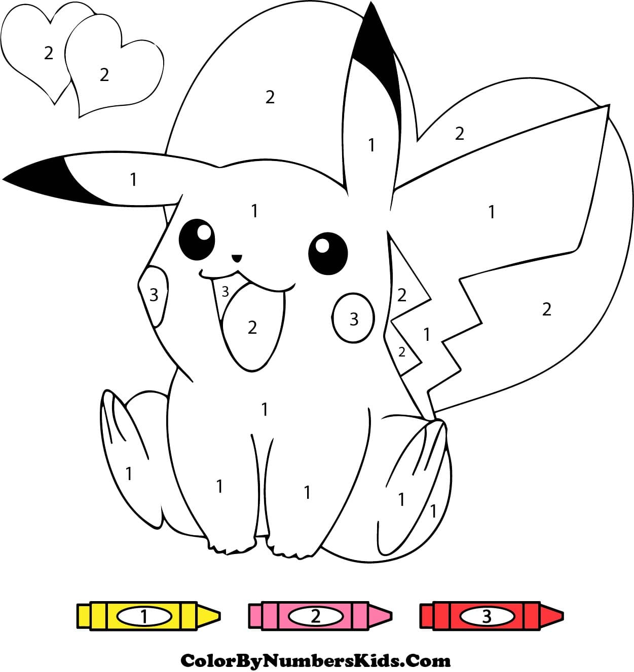 Lovely Pikachu Color By Number