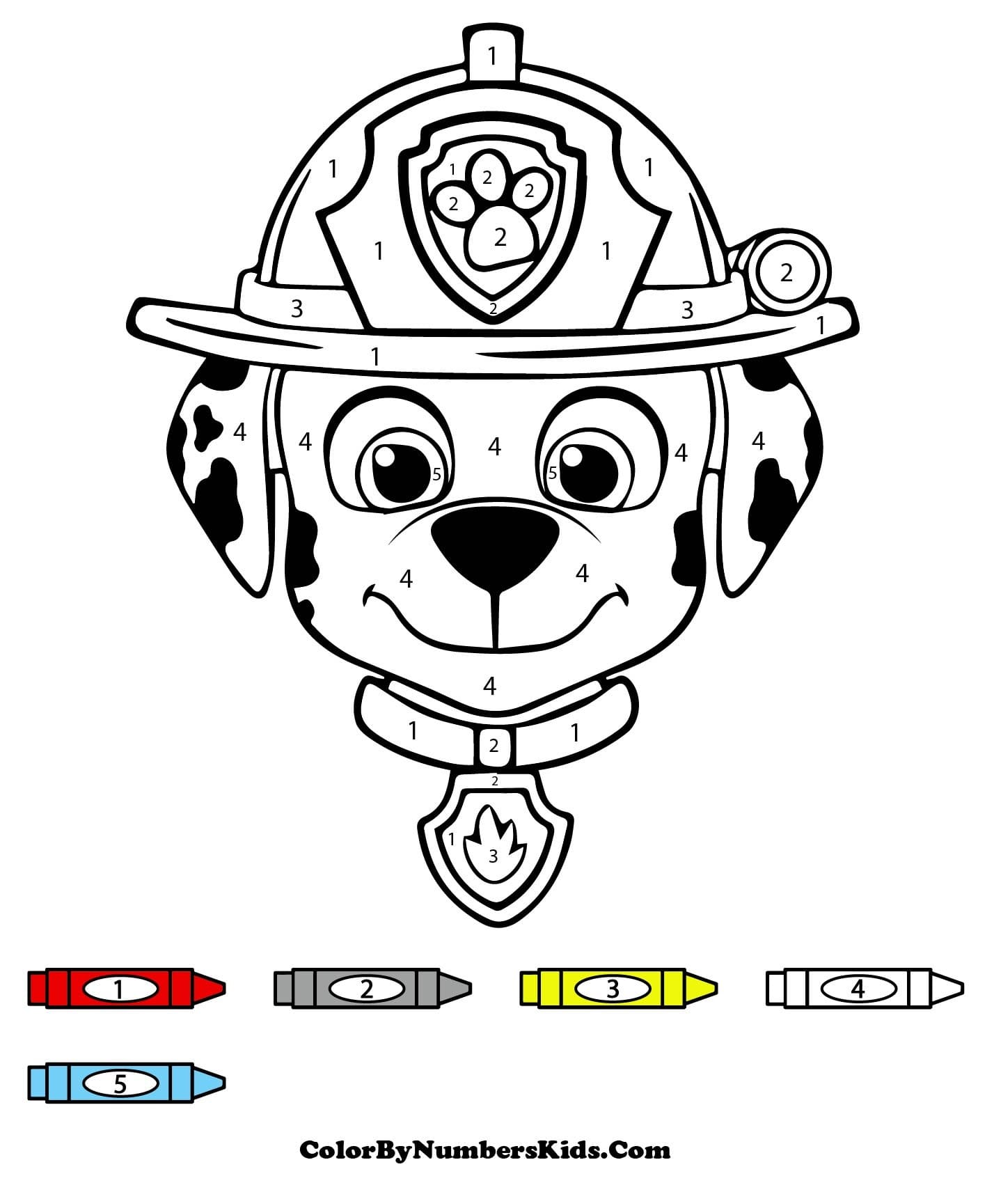 Marshall Paw Patrol Color By Number
