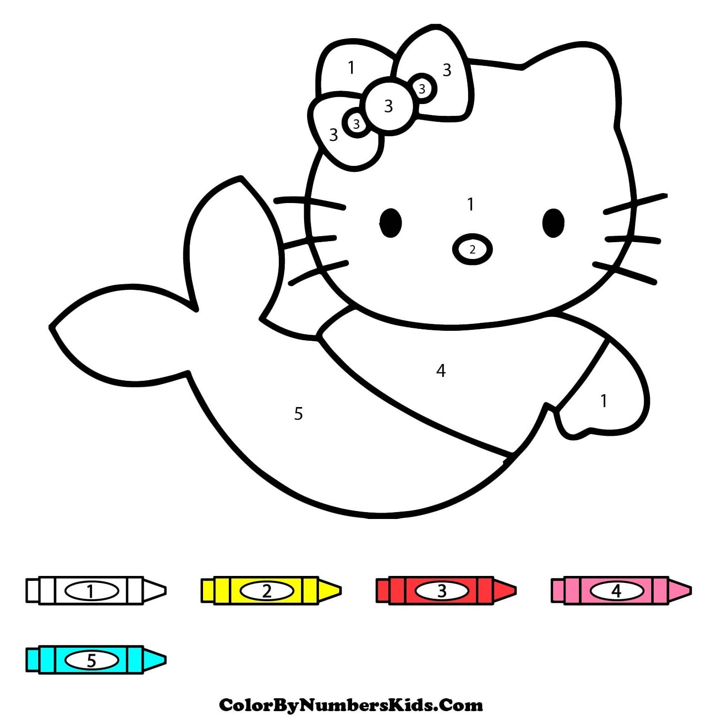 Mermaid Hello Kitty Color By Number