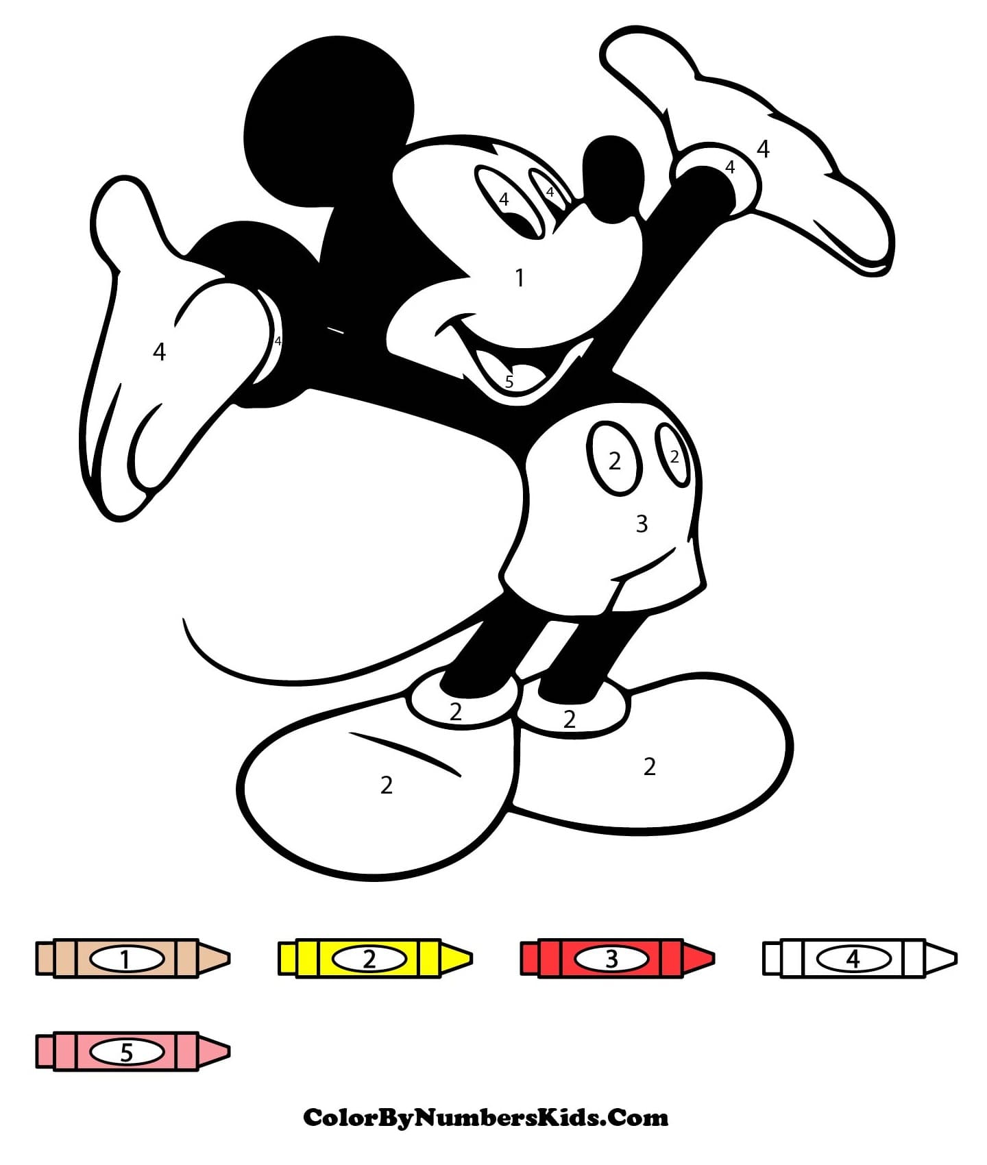 Mickey Mouse Color By Number For Kids