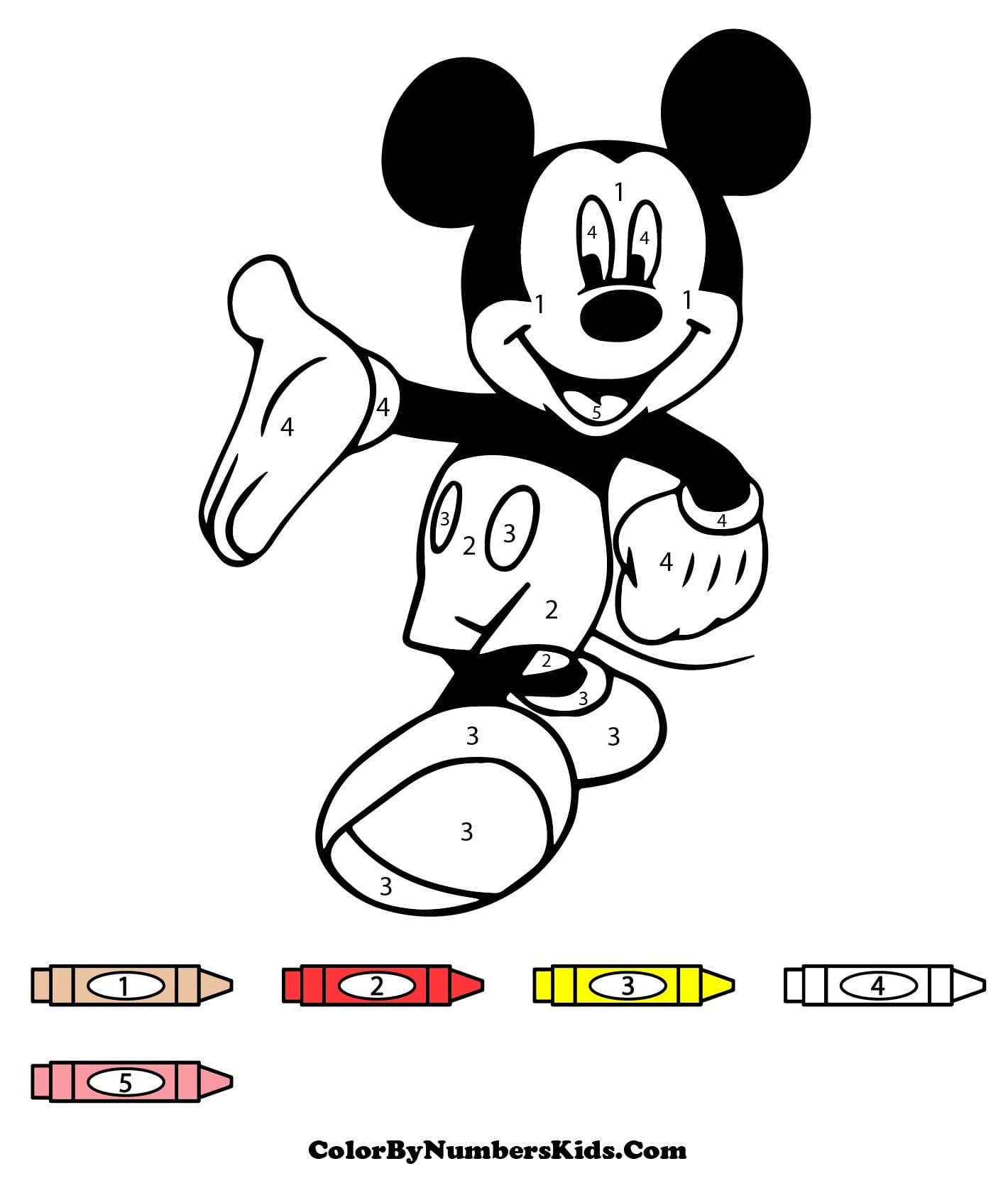 Mickey Mouse Color By Number Worksheet