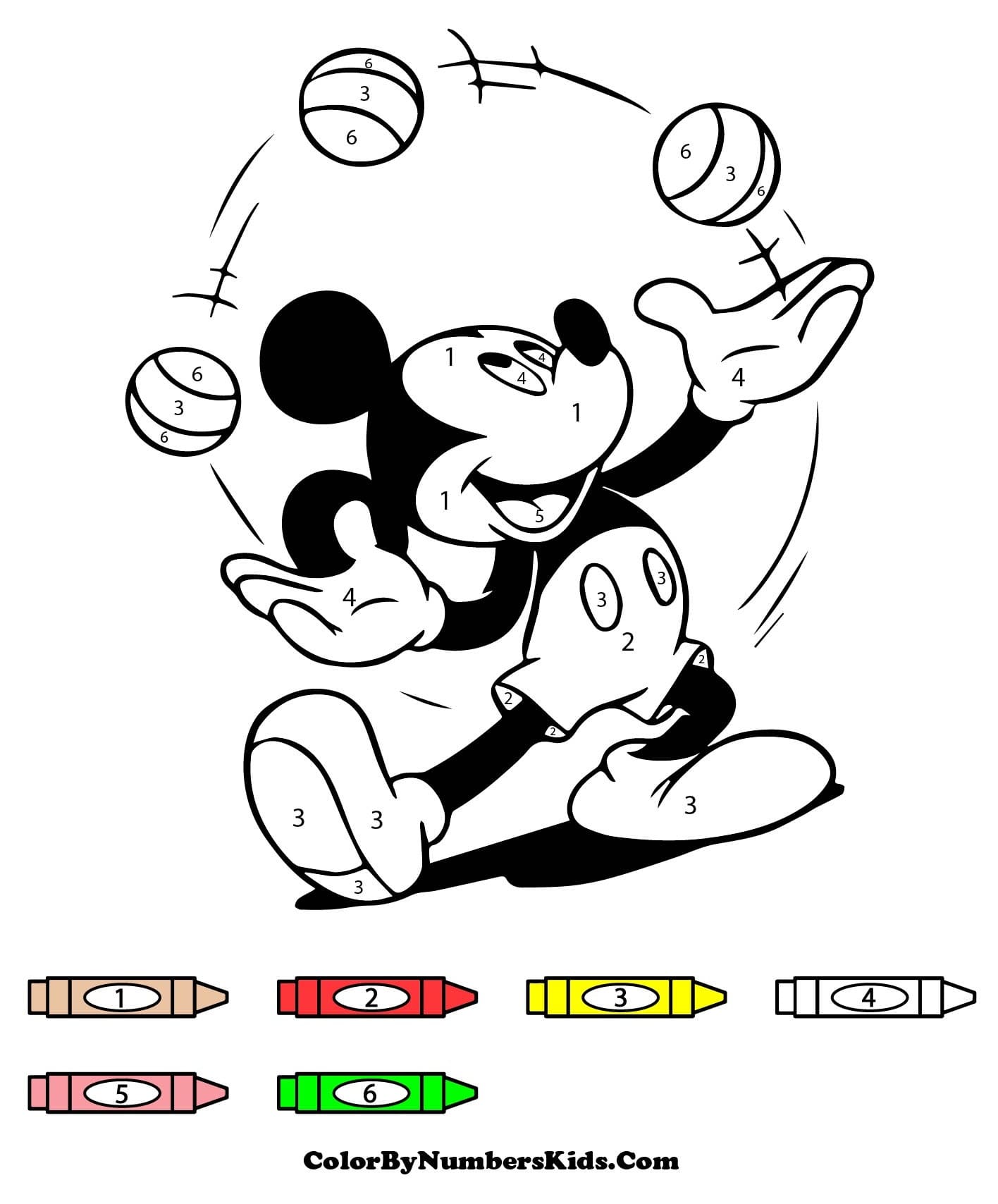 Mickey Mouse Color By Number