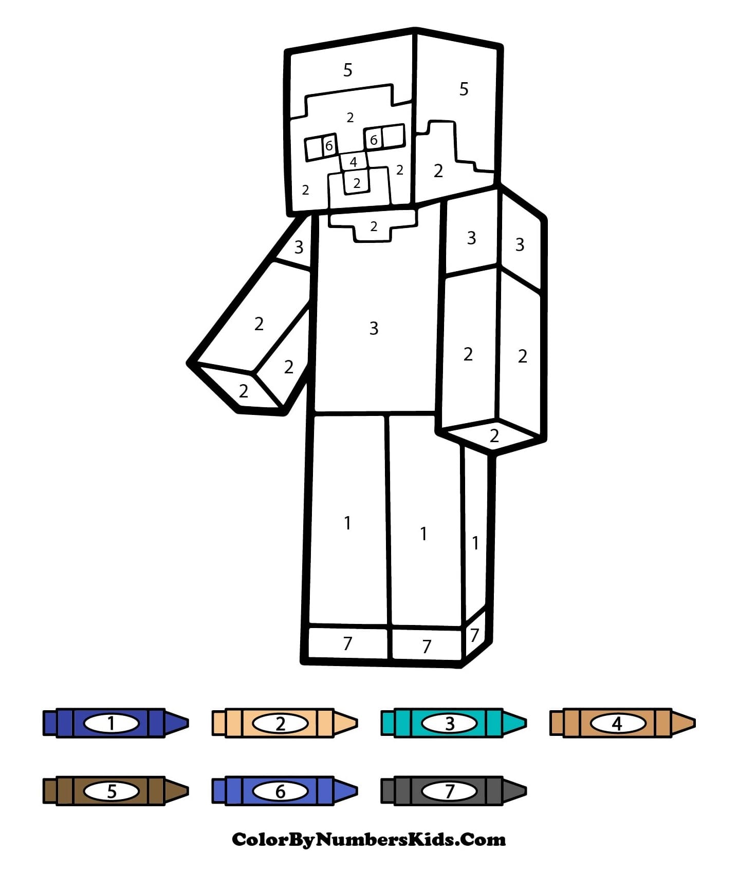 Minecraft Steve Color By Number