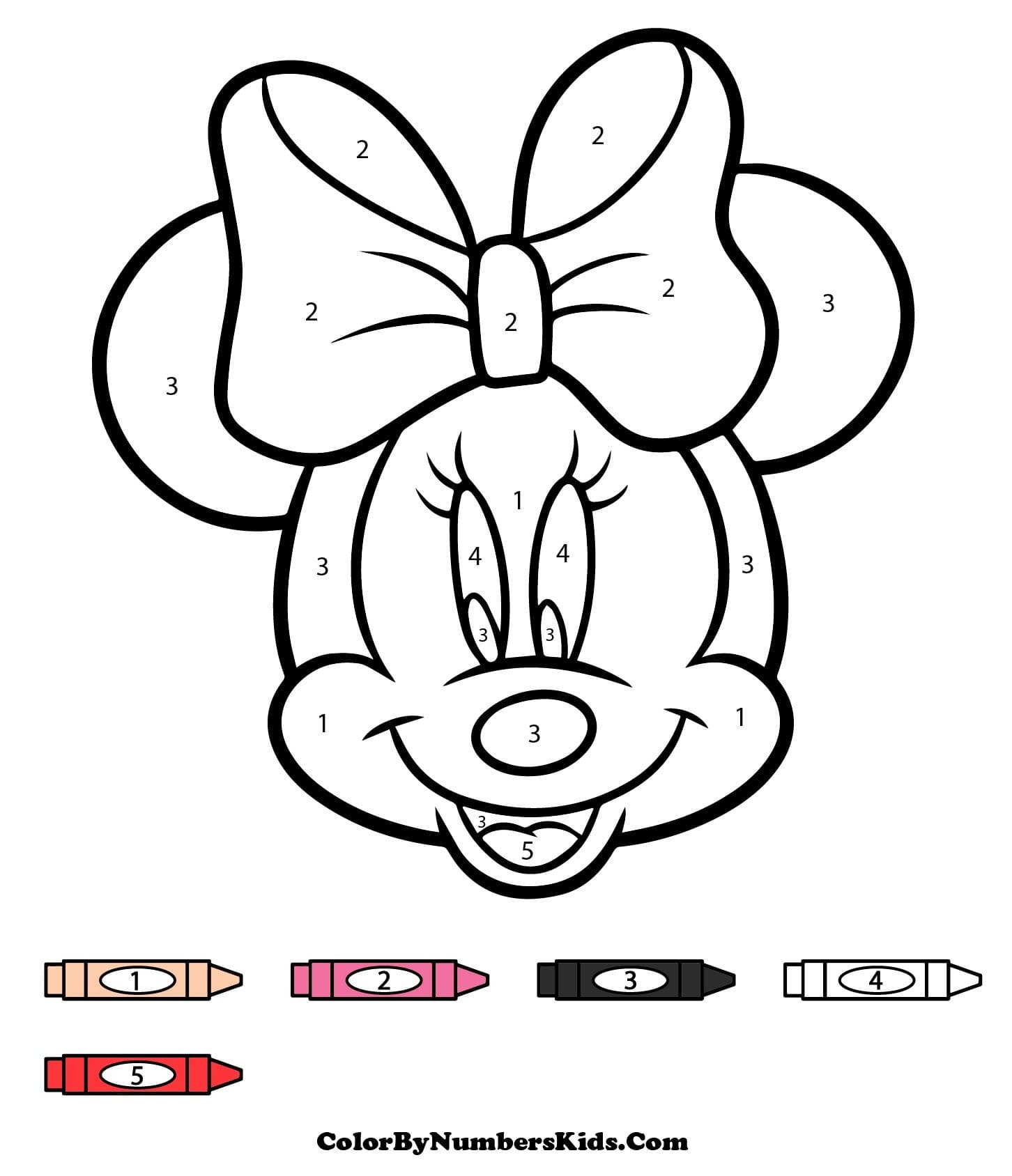 Minnie Mouse Face Color By Number