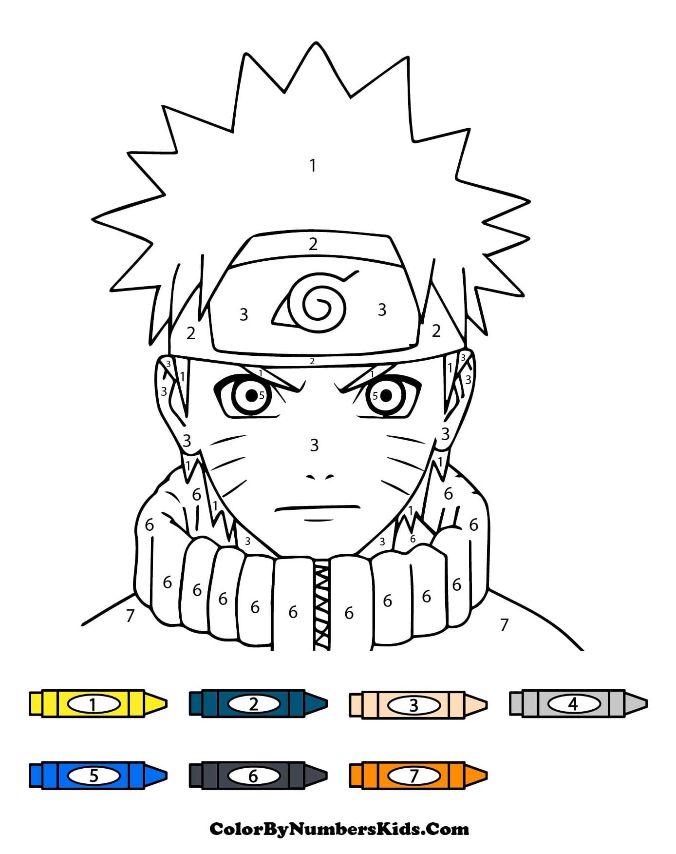 Naruto Face Color By Number
