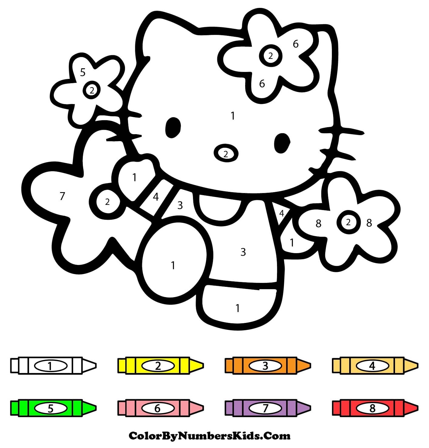 Nice Hello Kitty Color By Number