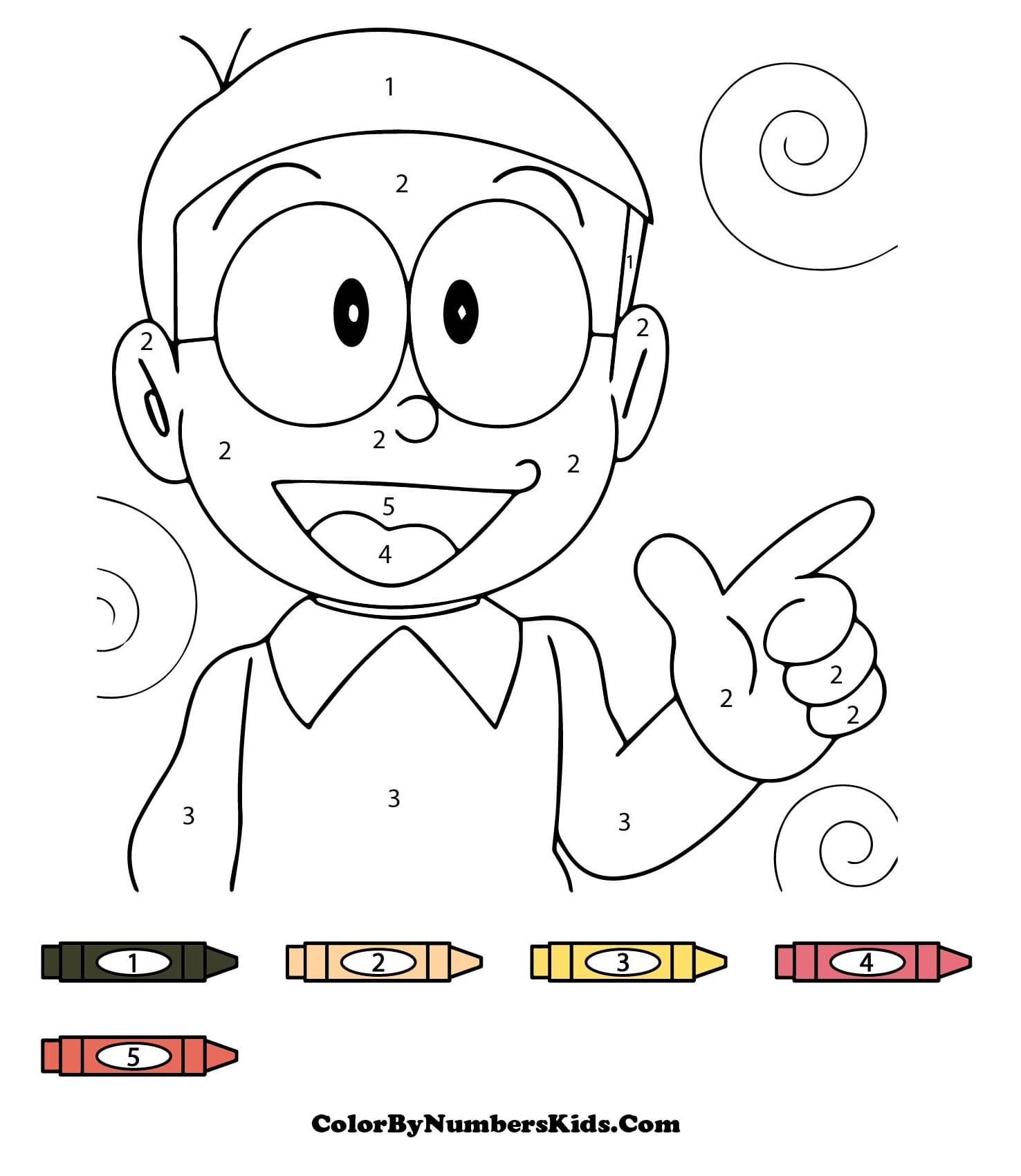 Nobita Color By Number For Kids