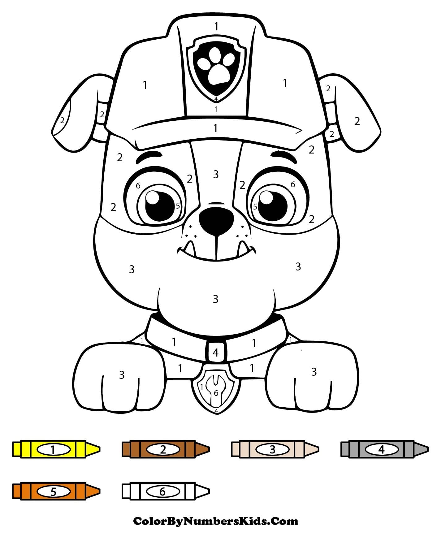 Paw Patrol Rubble Color By Number