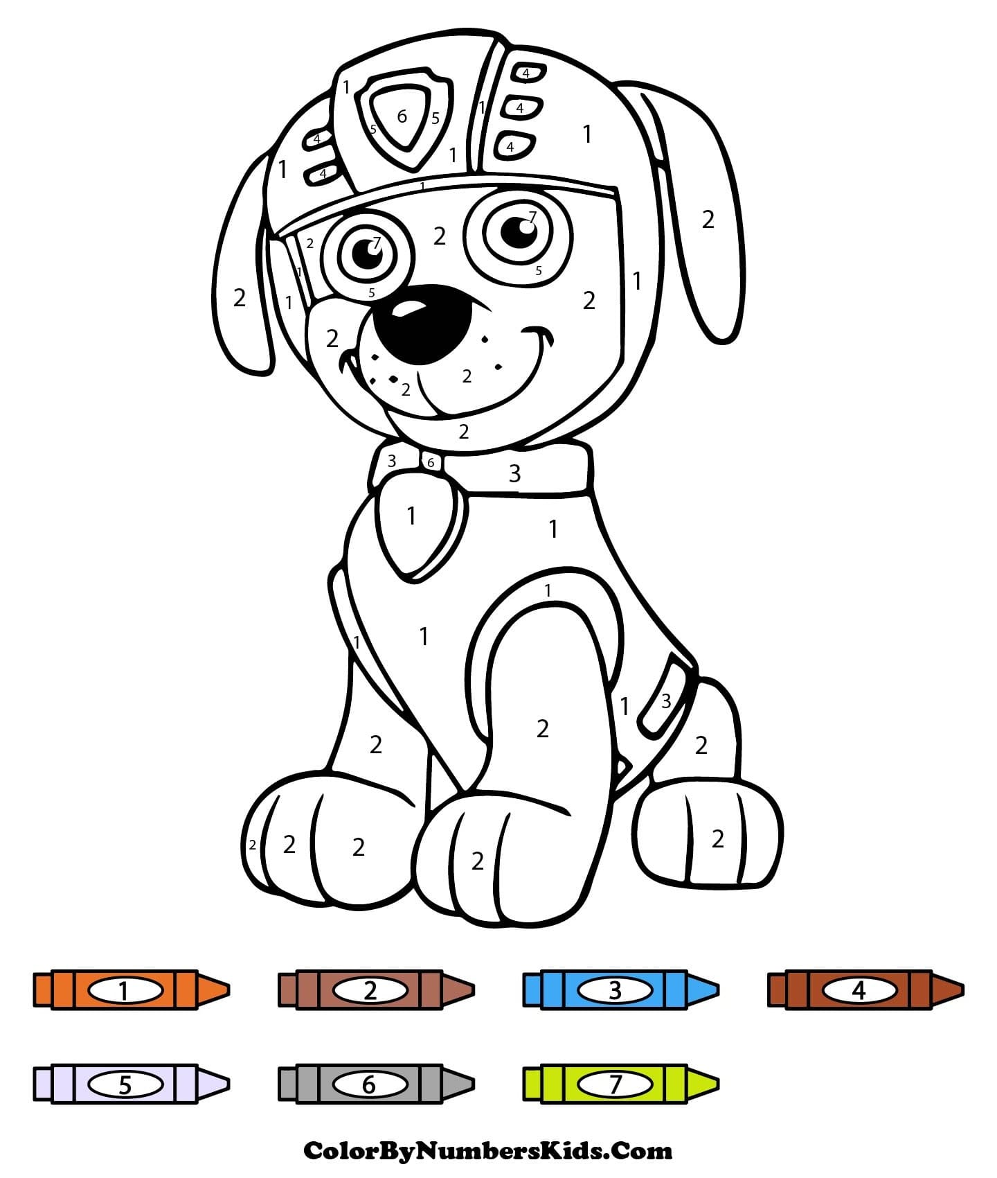 Paw Patrol Zuma Color By Number