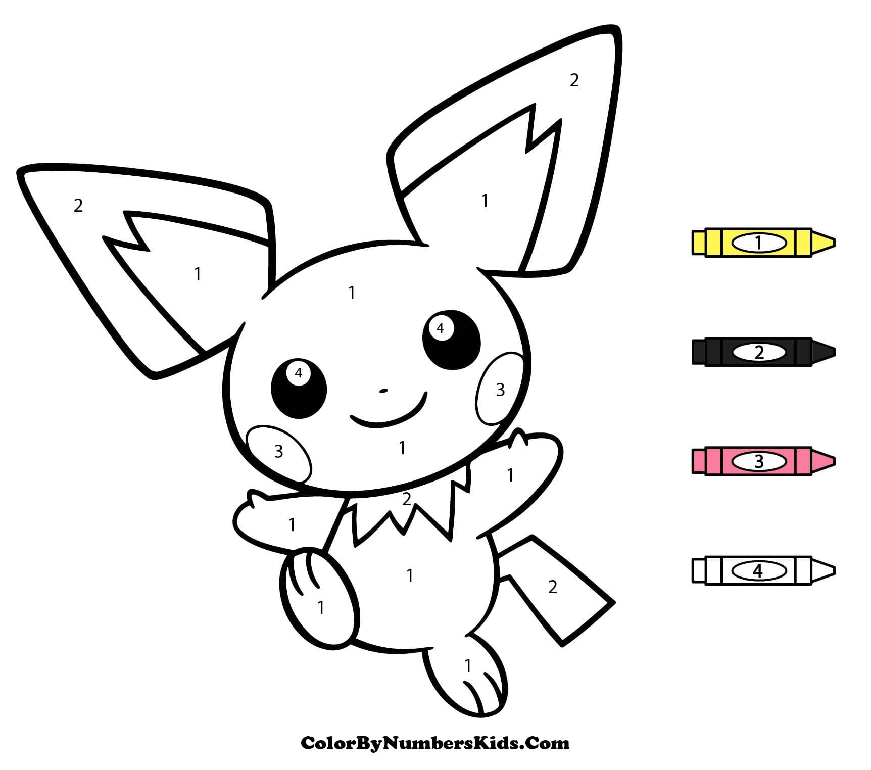 Pichu Pokemon Color By Numbers