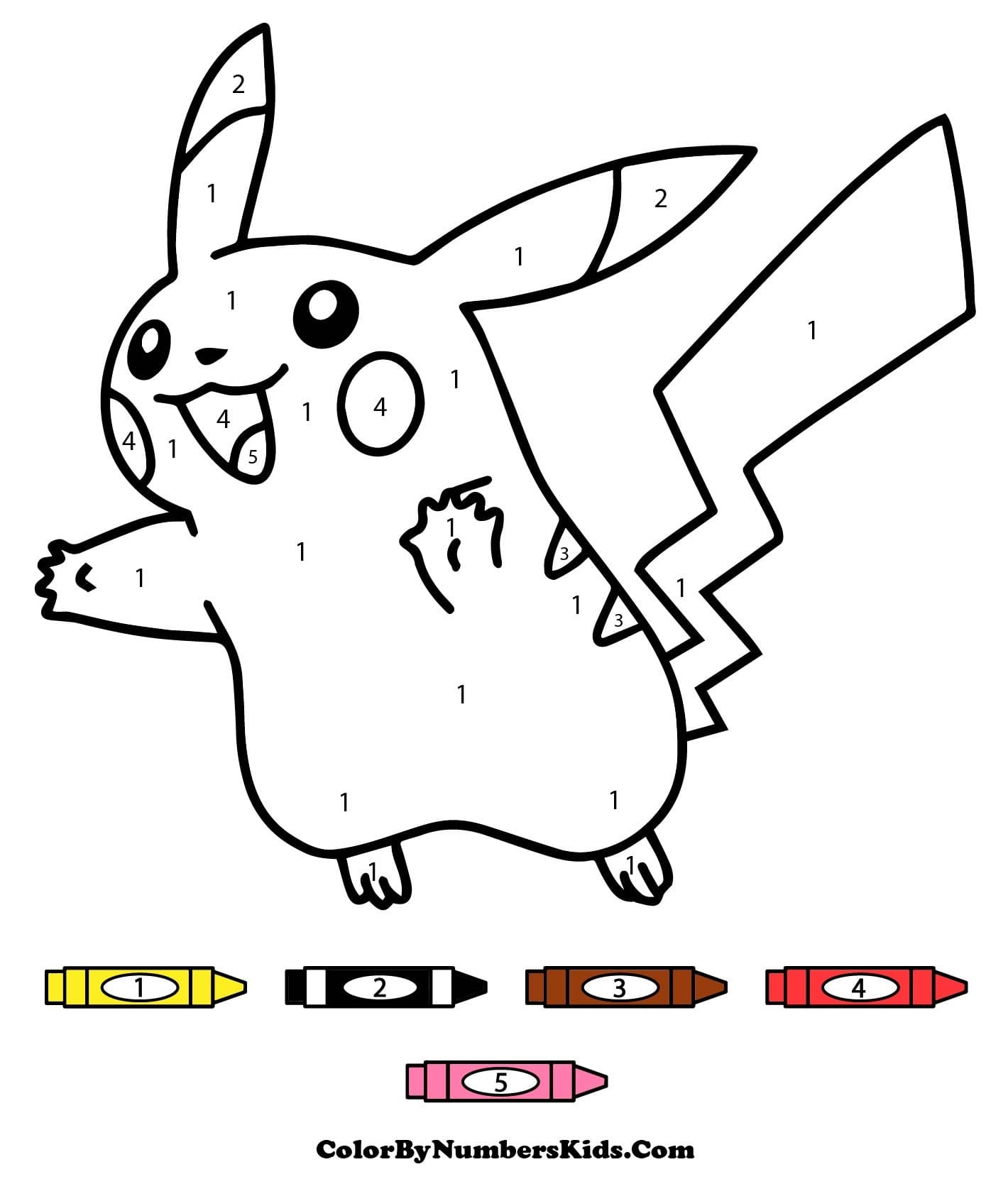 Pikachu Pokemon Color By Number For Kids