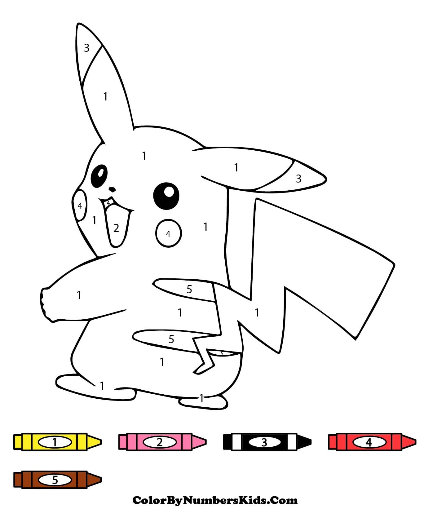 Pikachu Pokemon Color By Number