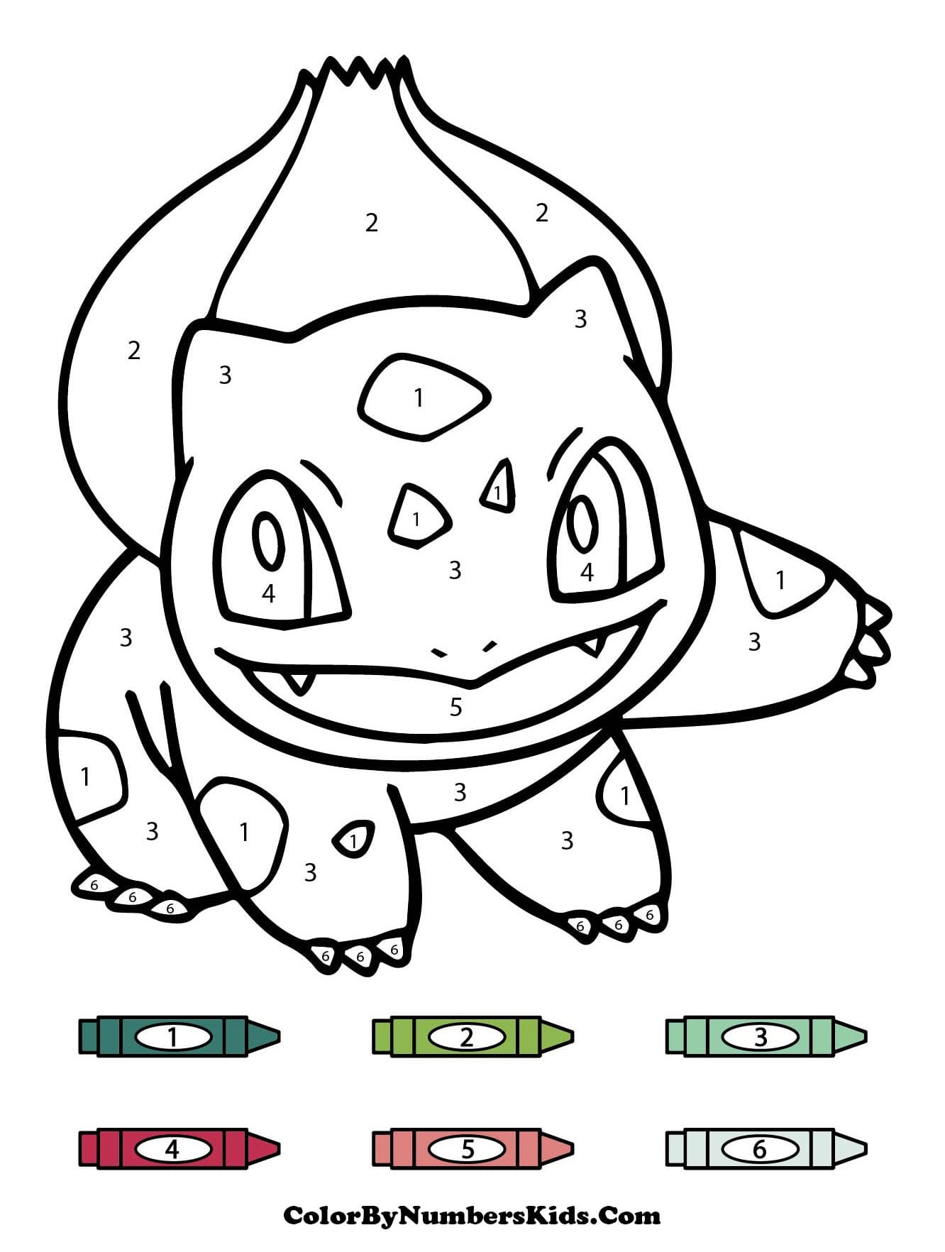 Pokemon Bulbasaur Color By Numbers