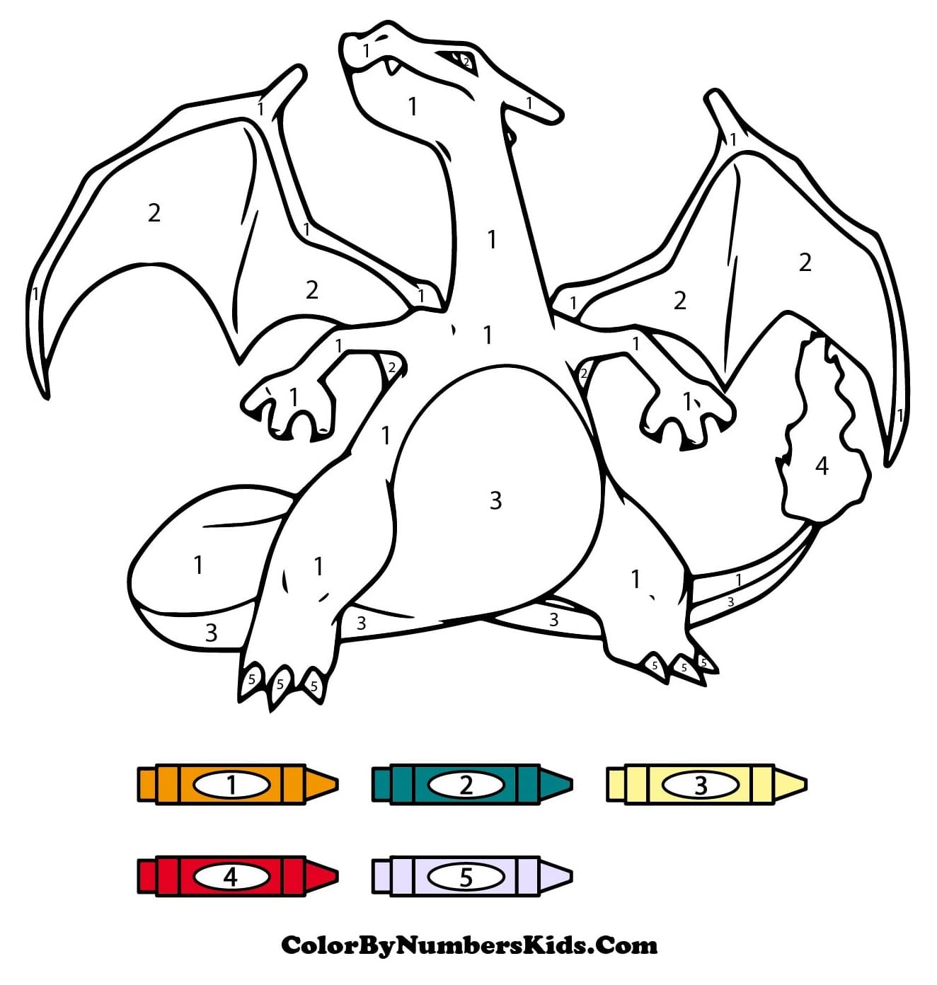 Pokemon Charizard Color By Number