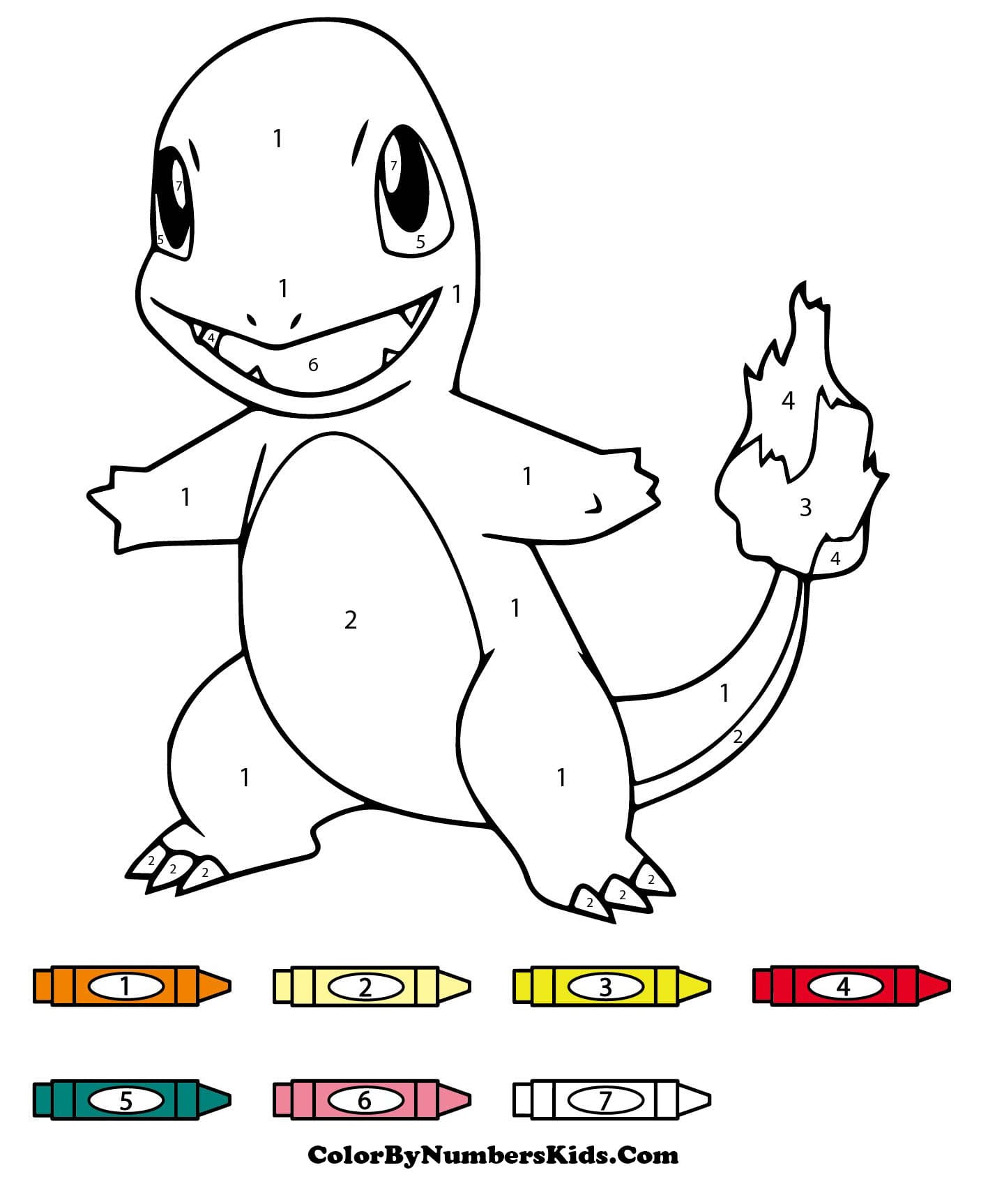 Pokemon Charmander Color By Numbers