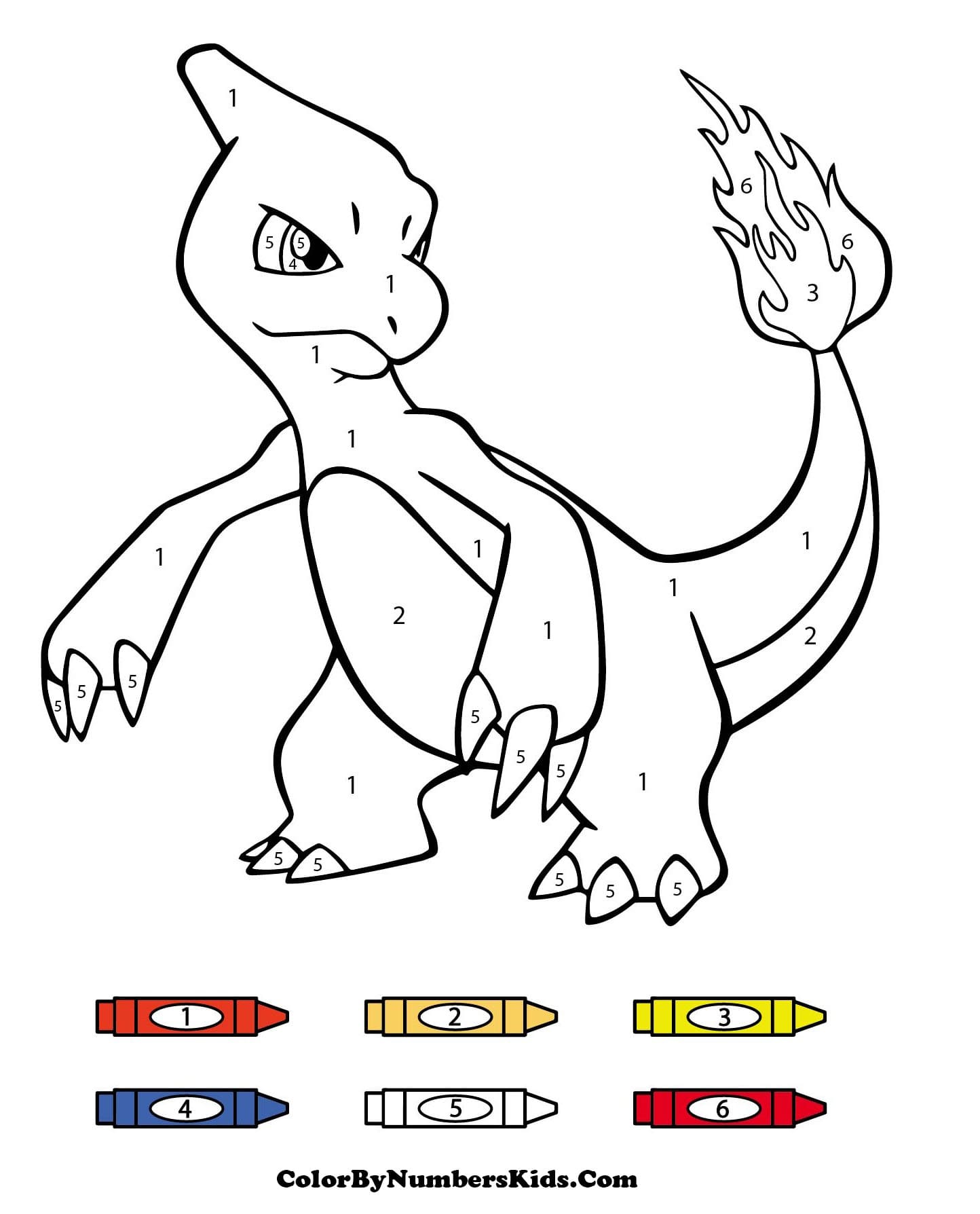 Pokemon Charmeleon Color By Numbers