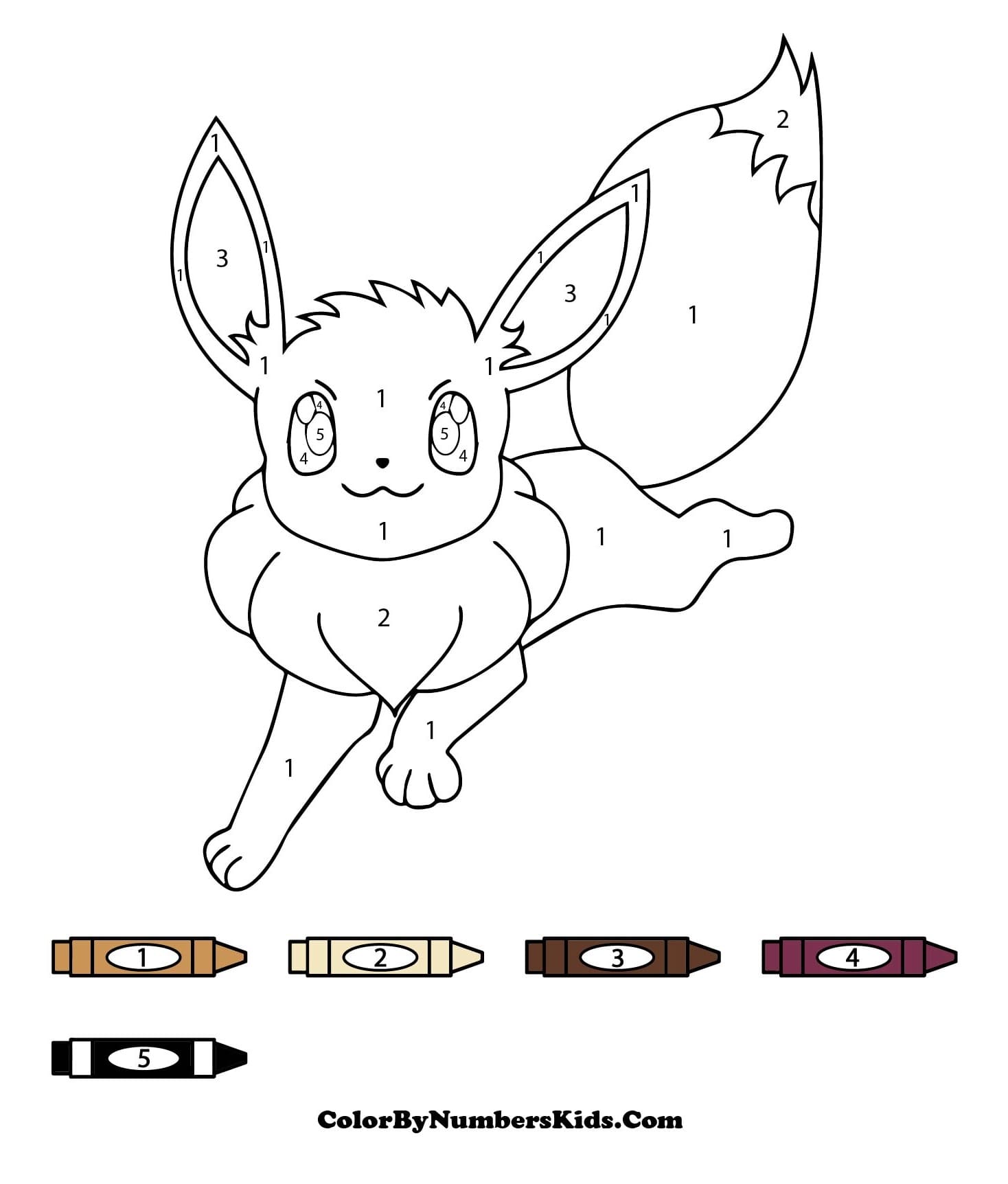 Pokemon Eevee Color By Number