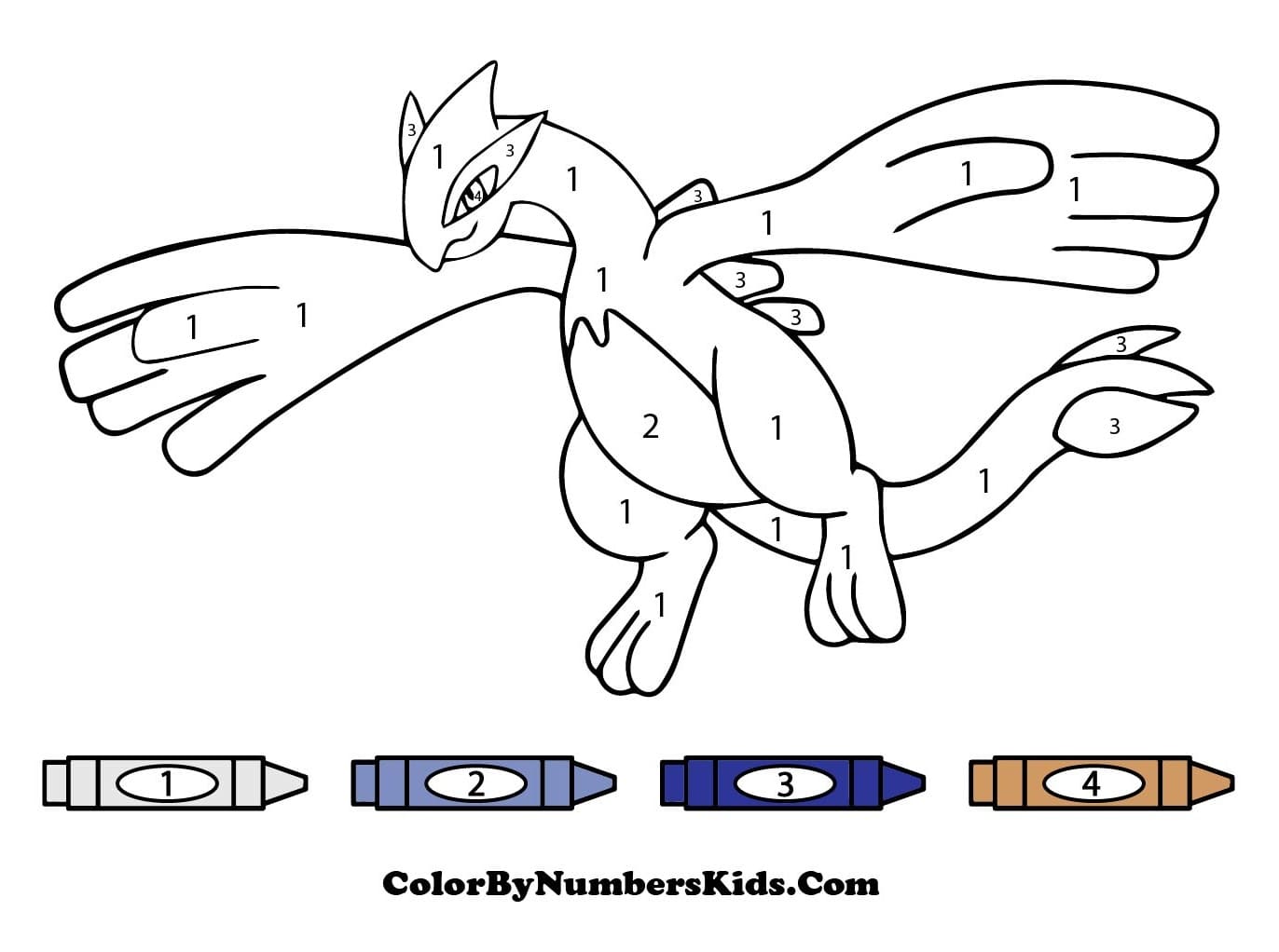 Pokemon Lugia Color By Number