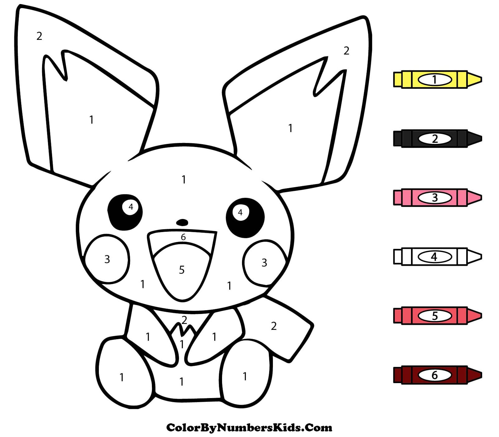 Pokemon Pichu Color By Numbers