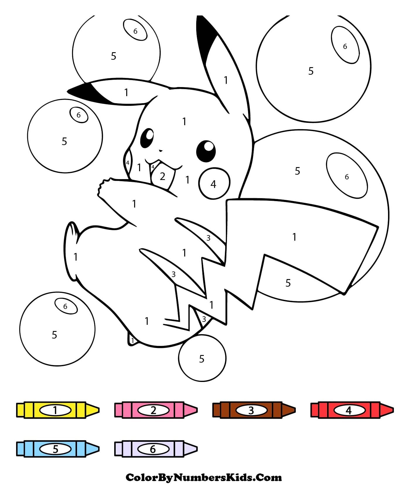 Pokemon Pikachu Color By Number Sheet