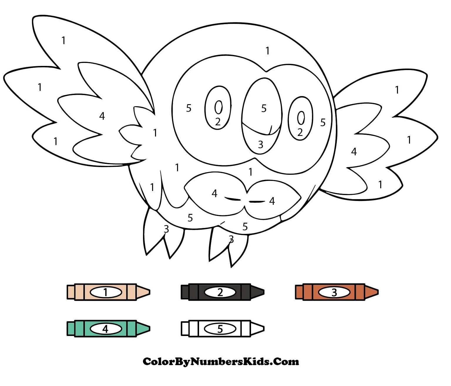 Pokemon Rowlet Color By Number