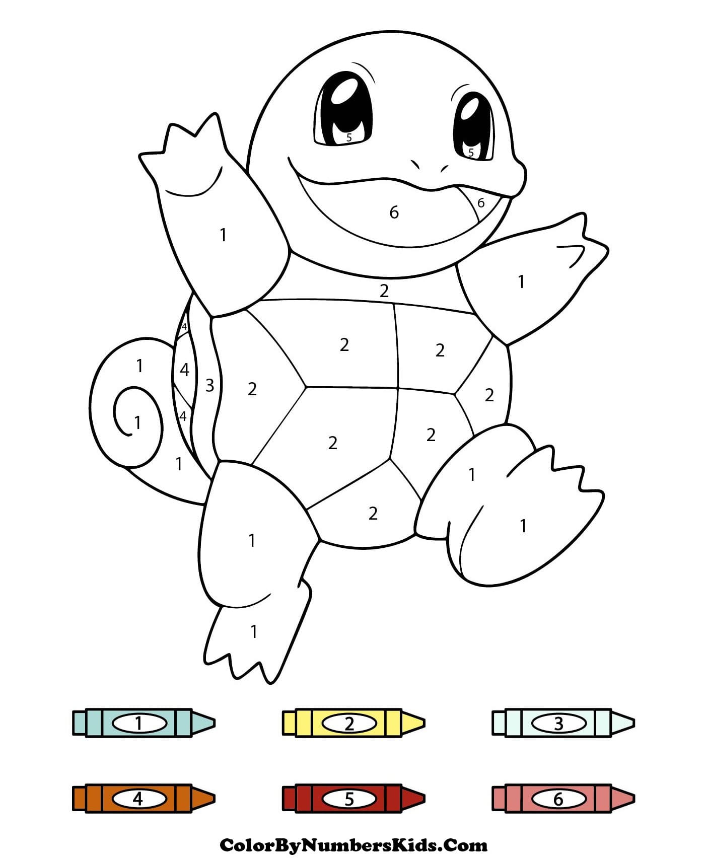 Pokemon Squirtle Color By Numbers