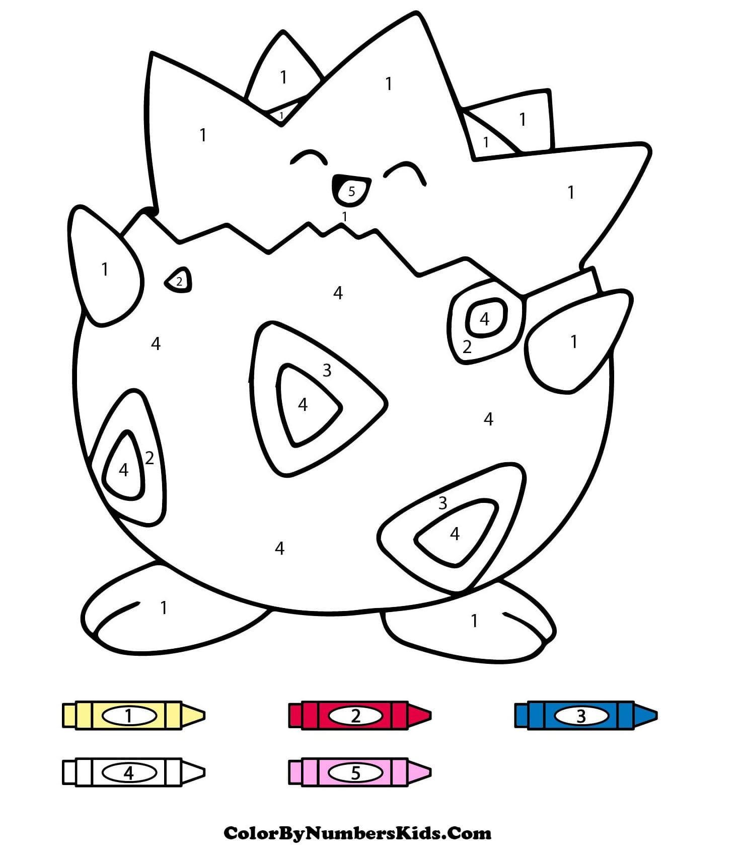 Pokemon Togepi Color By Numbers