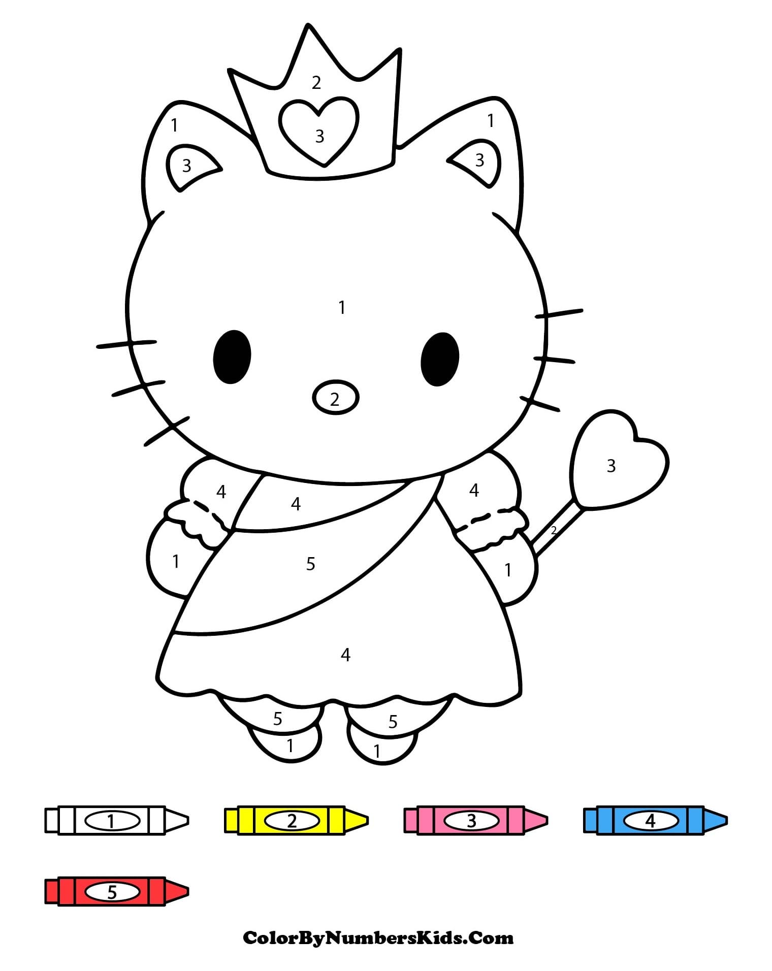 Princess Hello Kitty Color By Number
