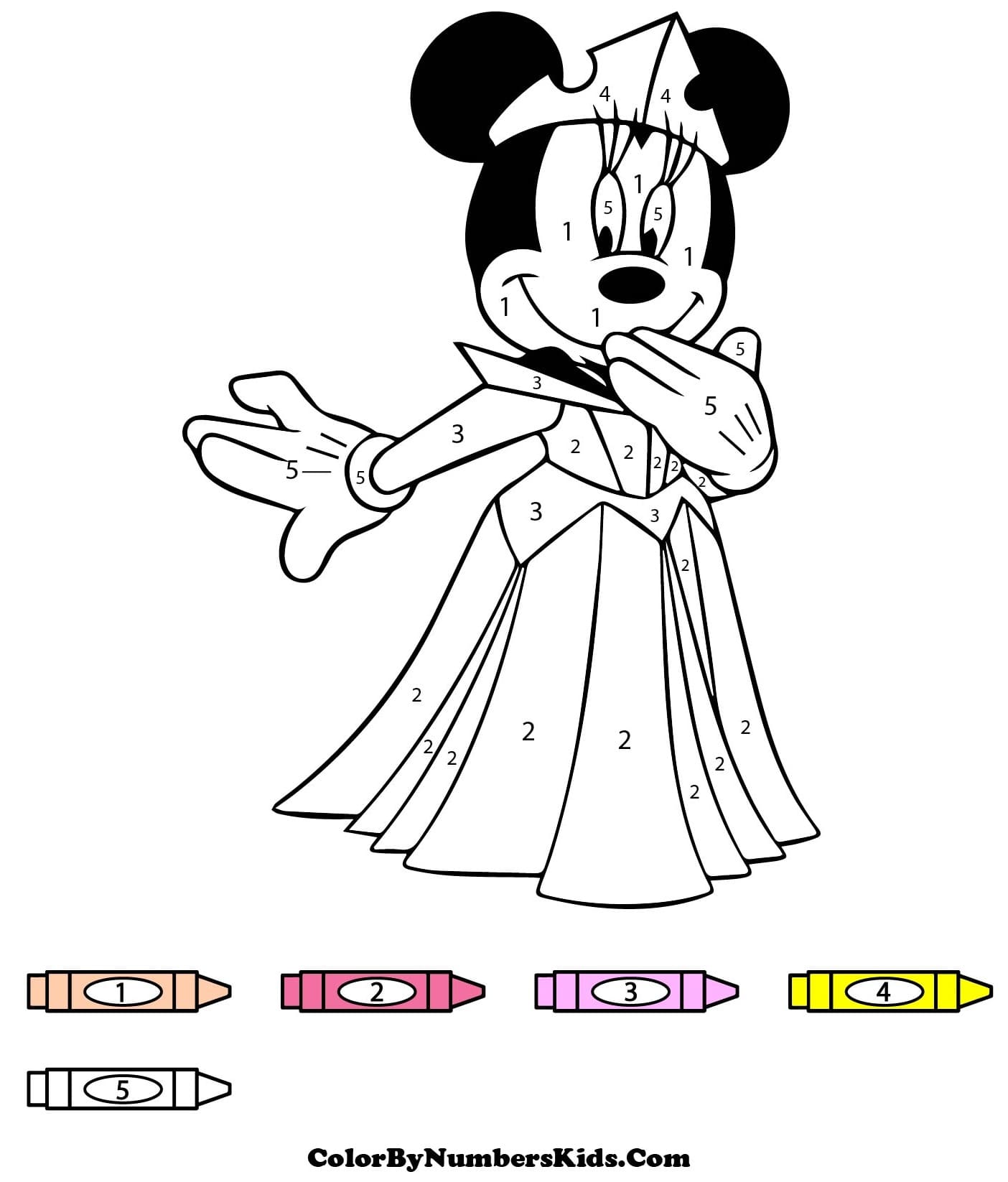 Princess Minnie Mouse Color By Number