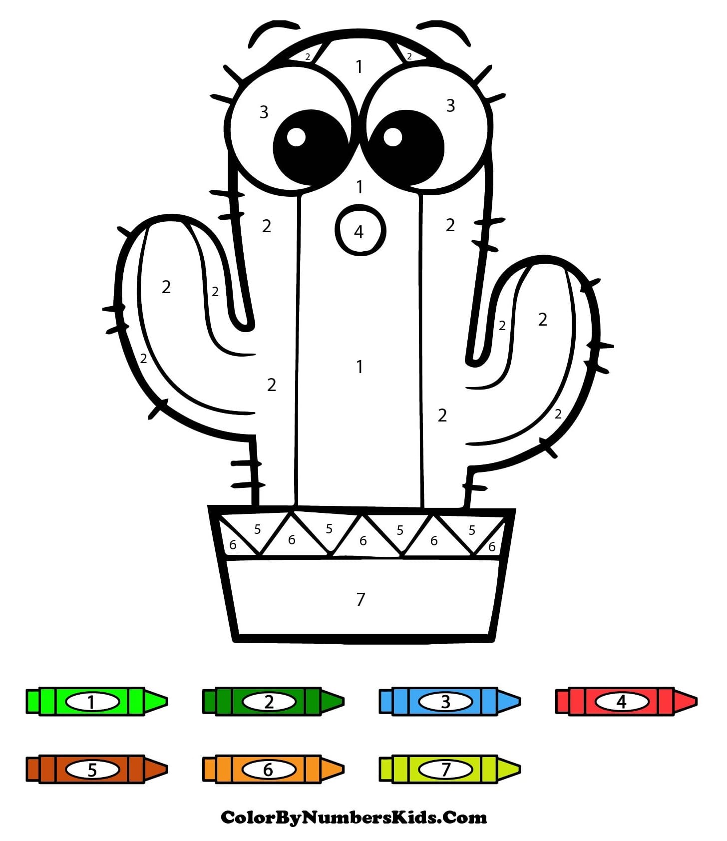 Printable Cute Cactus Color By Number