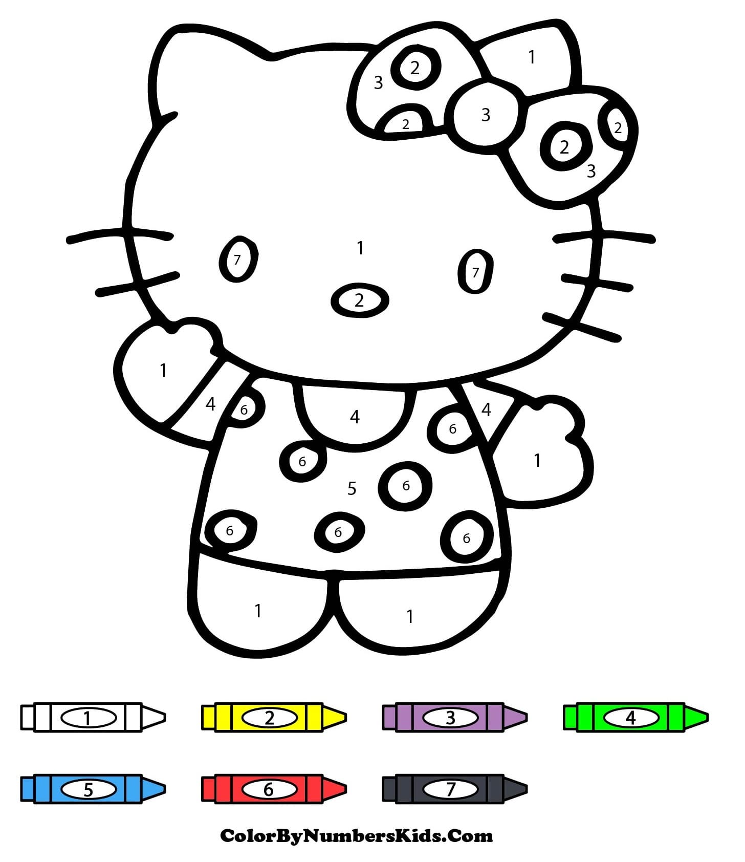 Printable Hello Kitty Color By Number