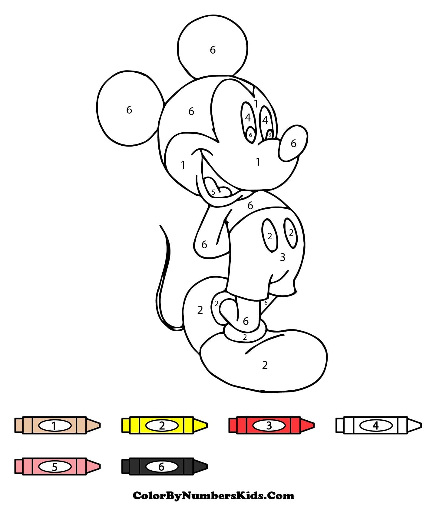 Printable Mickey Mouse Color By Number