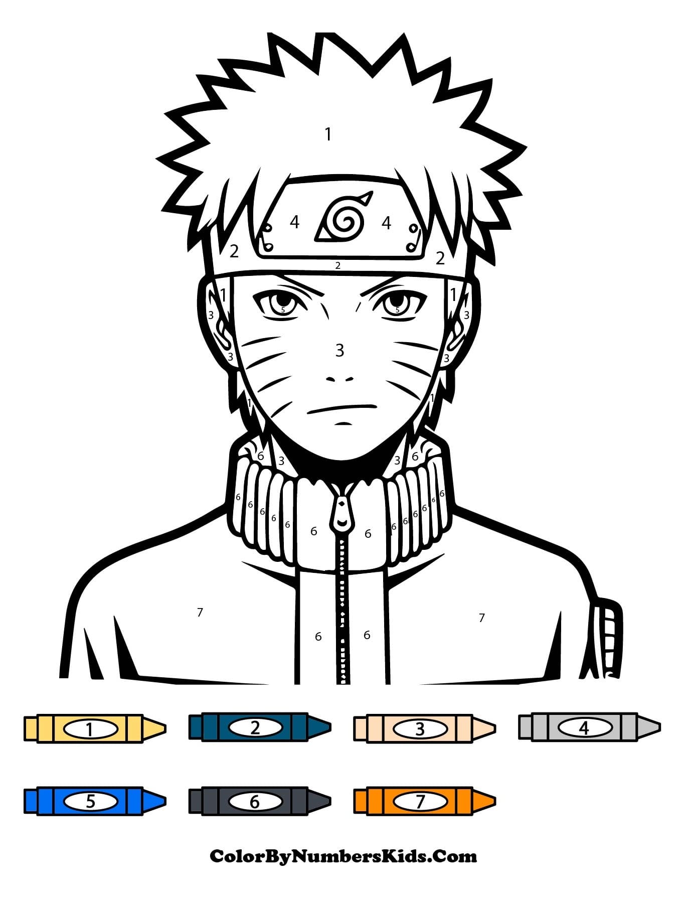 Printable Naruto Color By Number