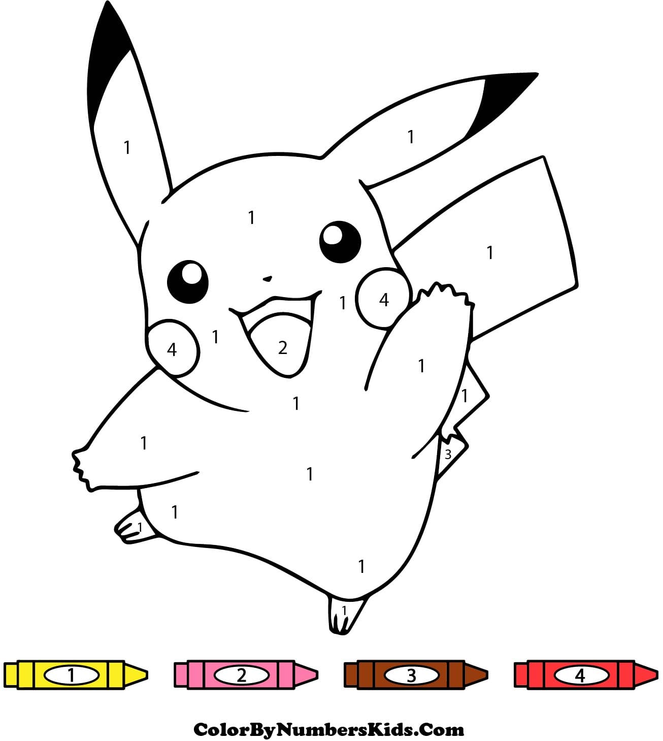 Printable Pikachu Pokemon Color By Number