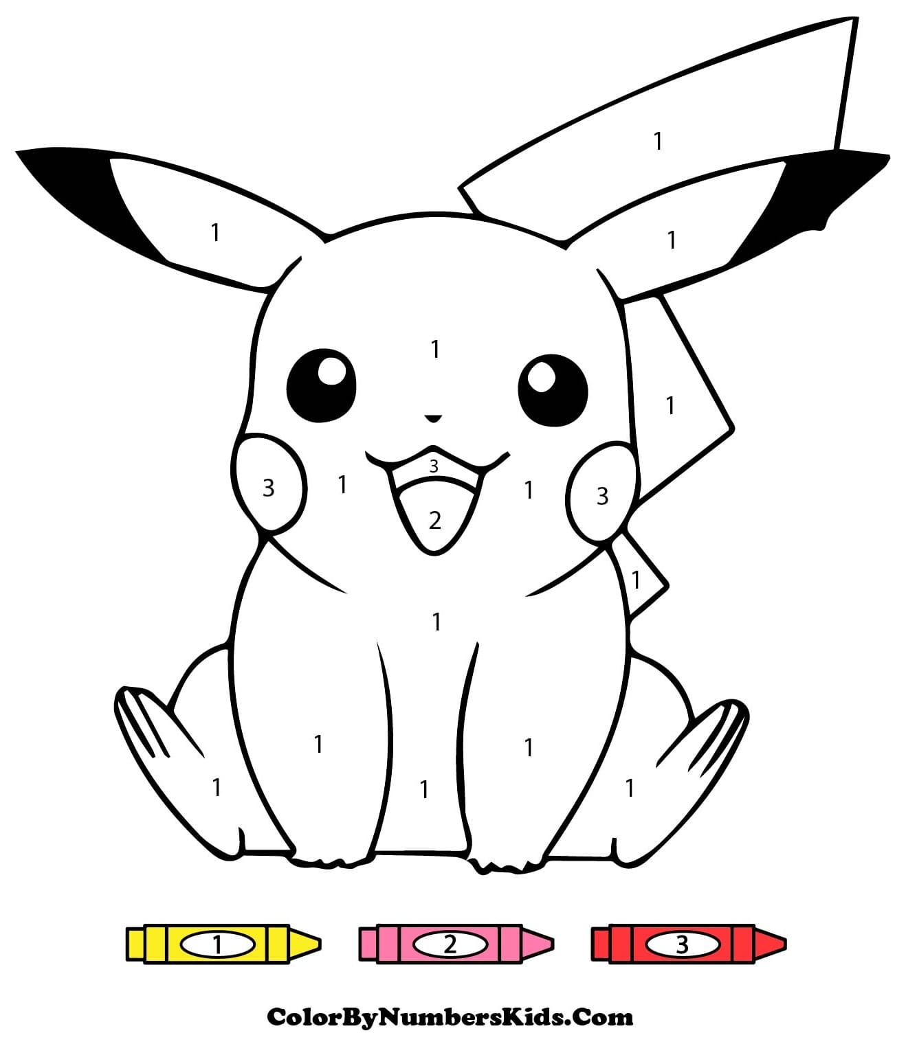 Printable Pokemon Pikachu Color By Number