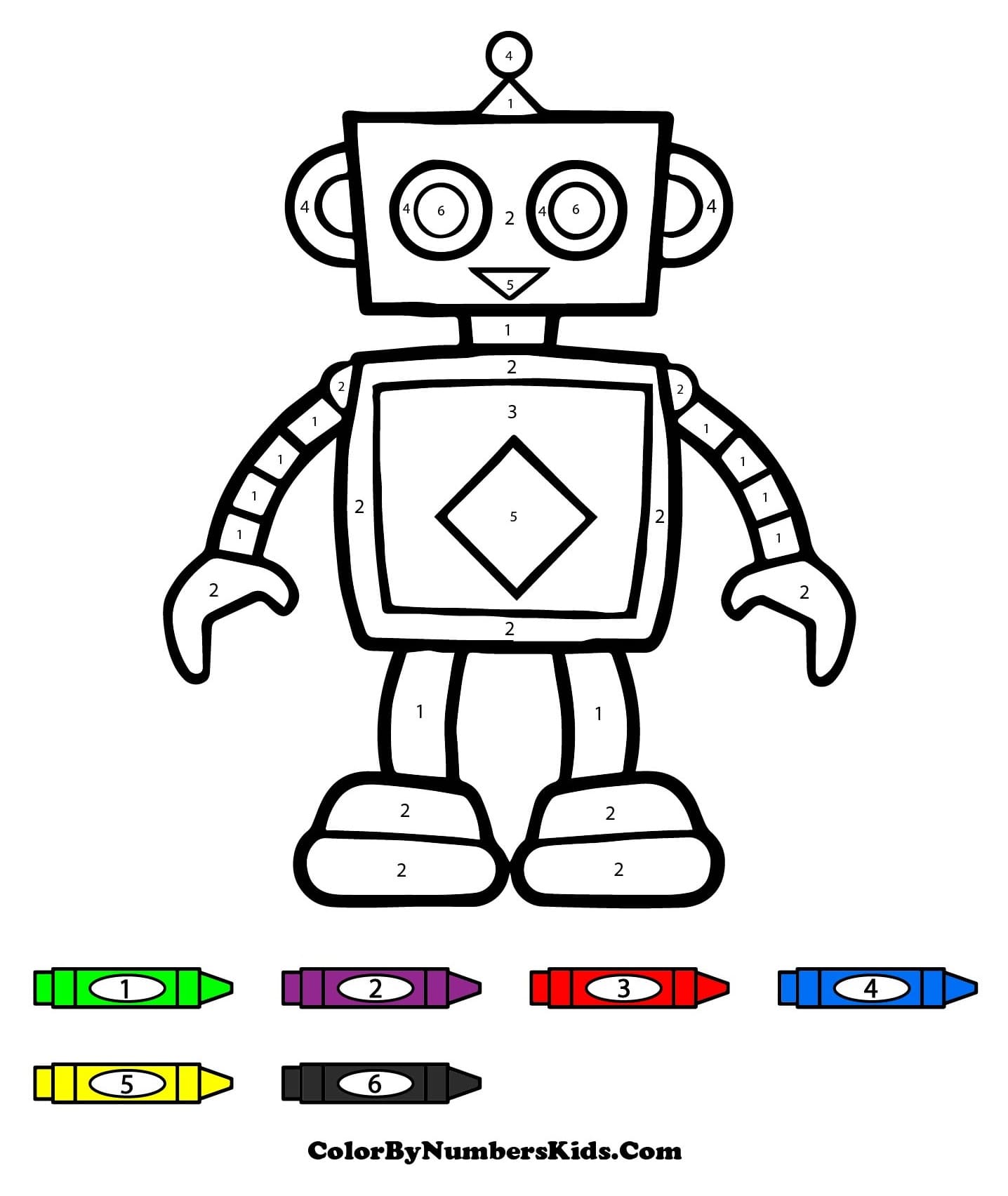 Printable Robot Color By Number