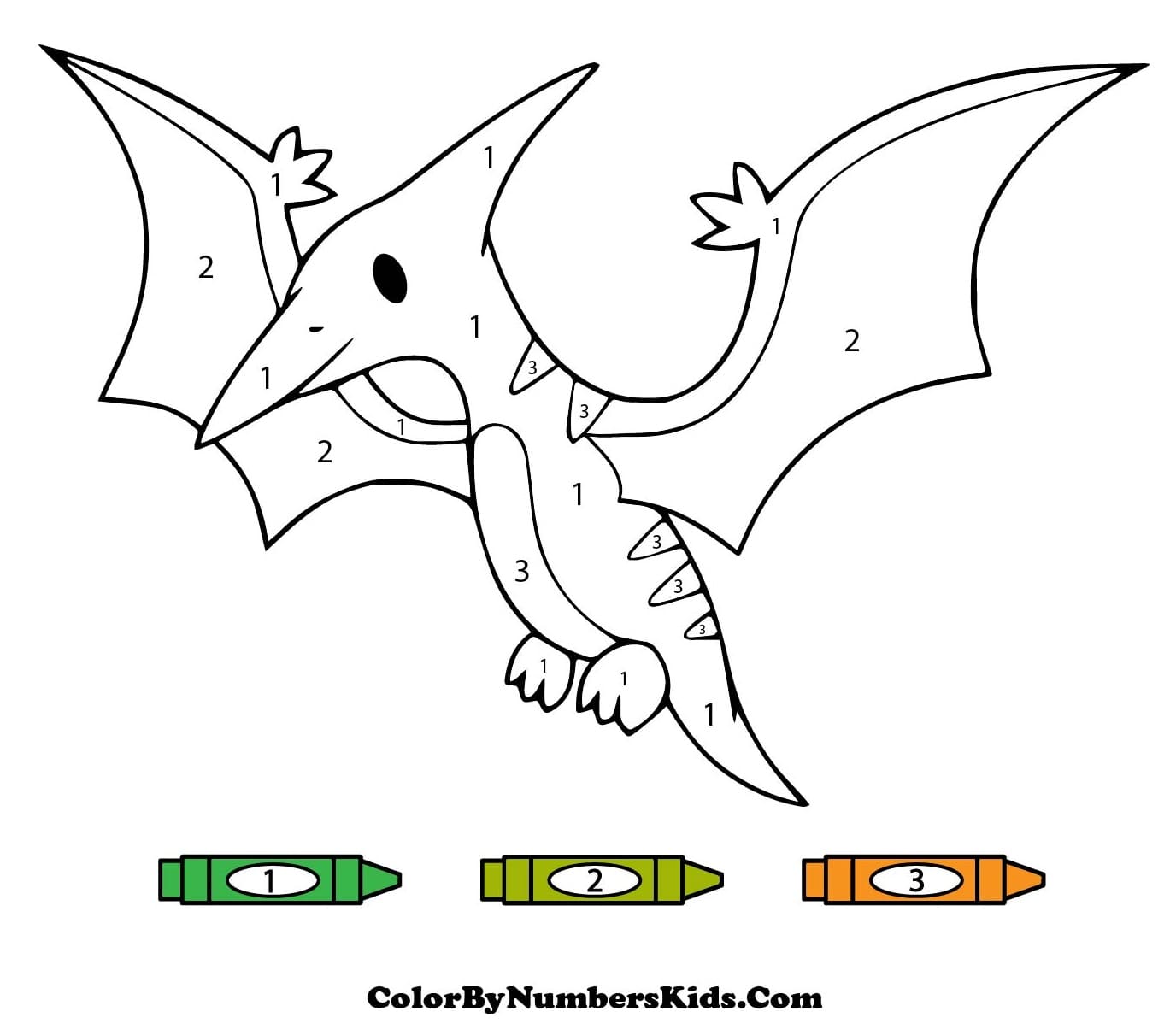 Pterodactyl Dinosaur Color By Number