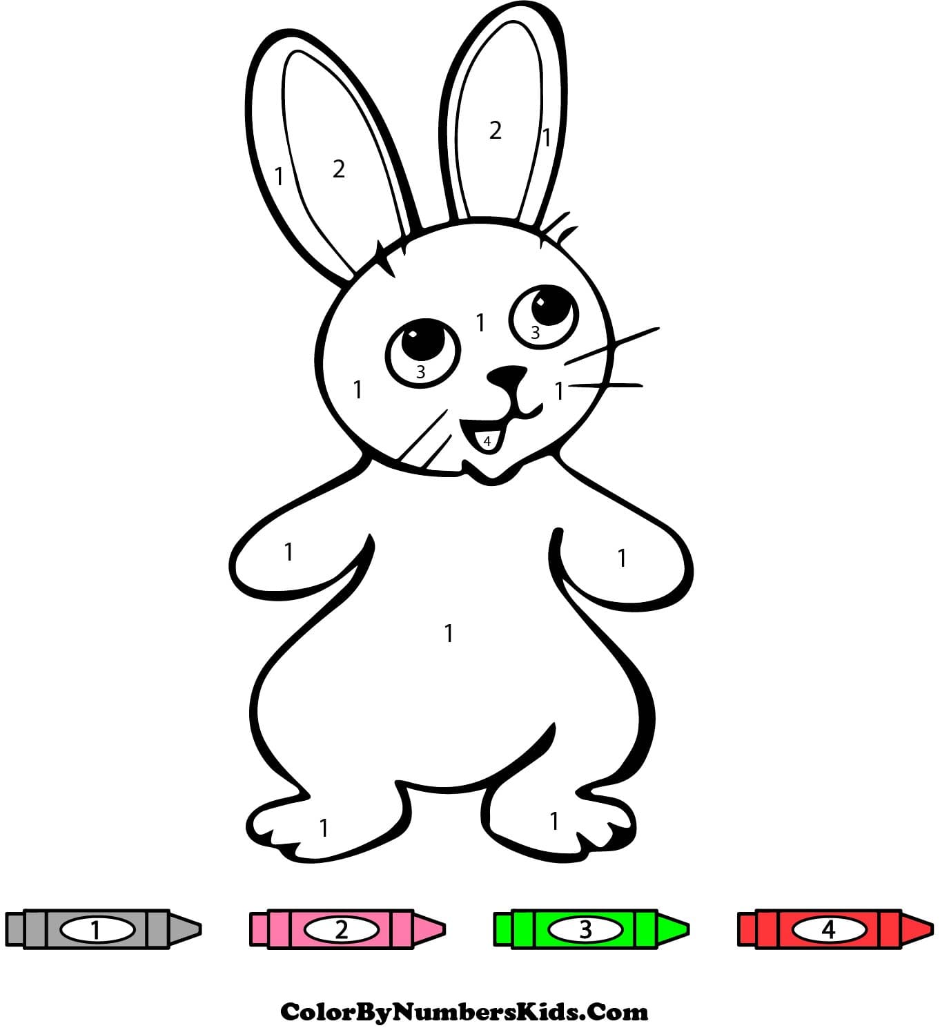 Rabbit Color By Number Worksheet