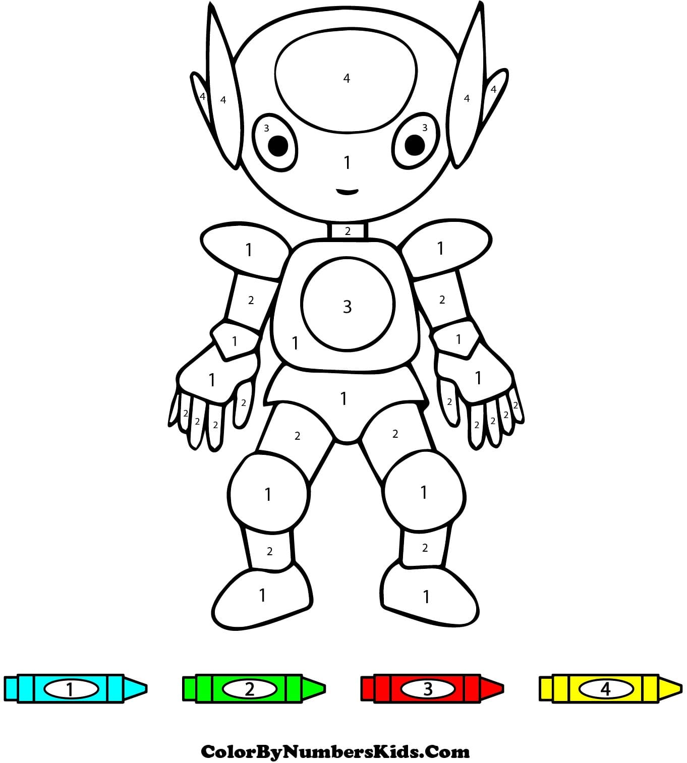 Robot Color By Number Worksheet