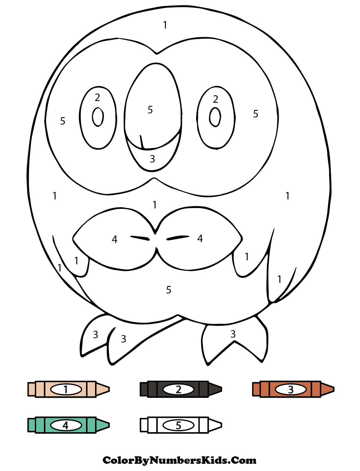 Rowlet Pokemon Color By Number