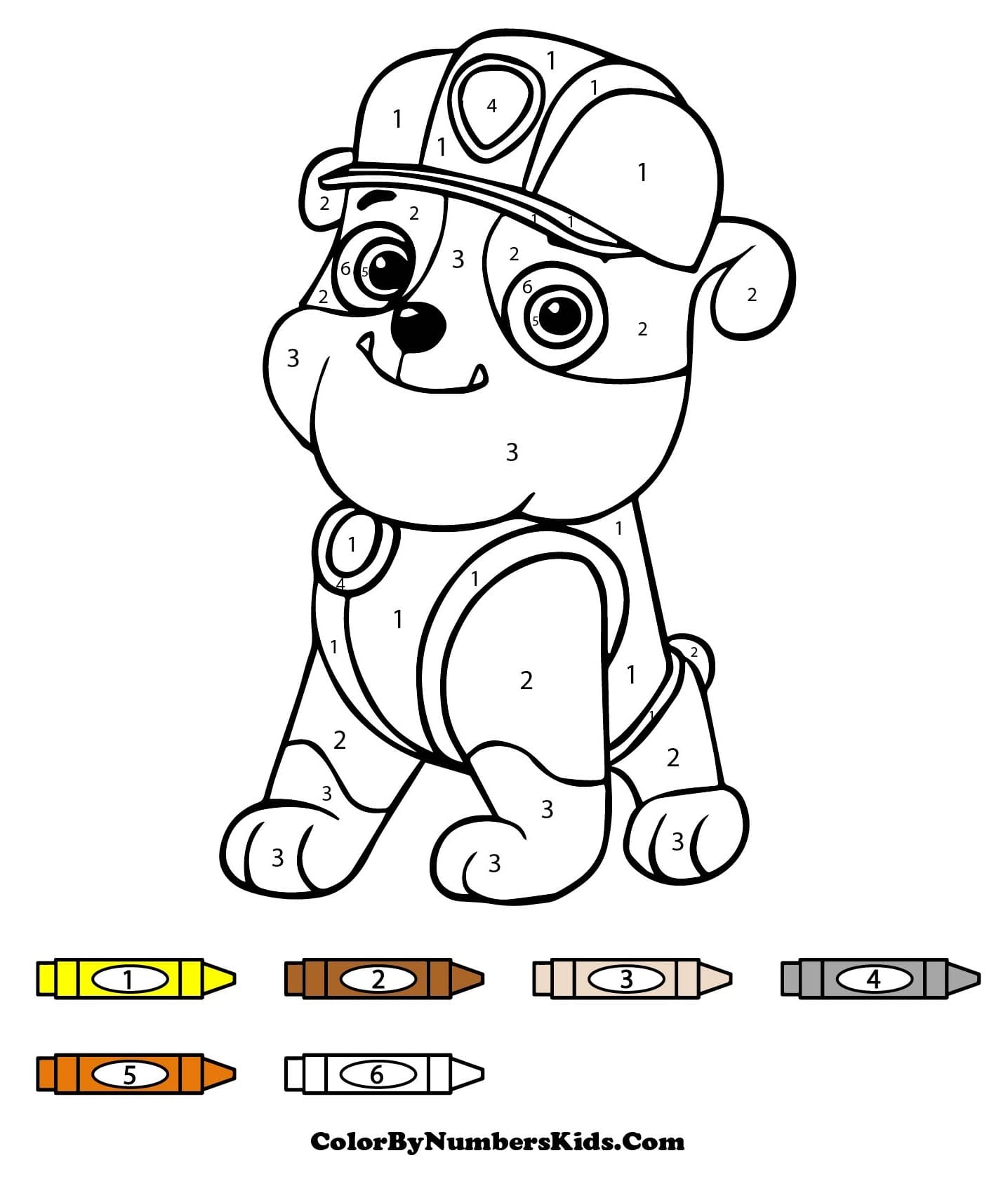 Rubble Paw Patrol Color By Number