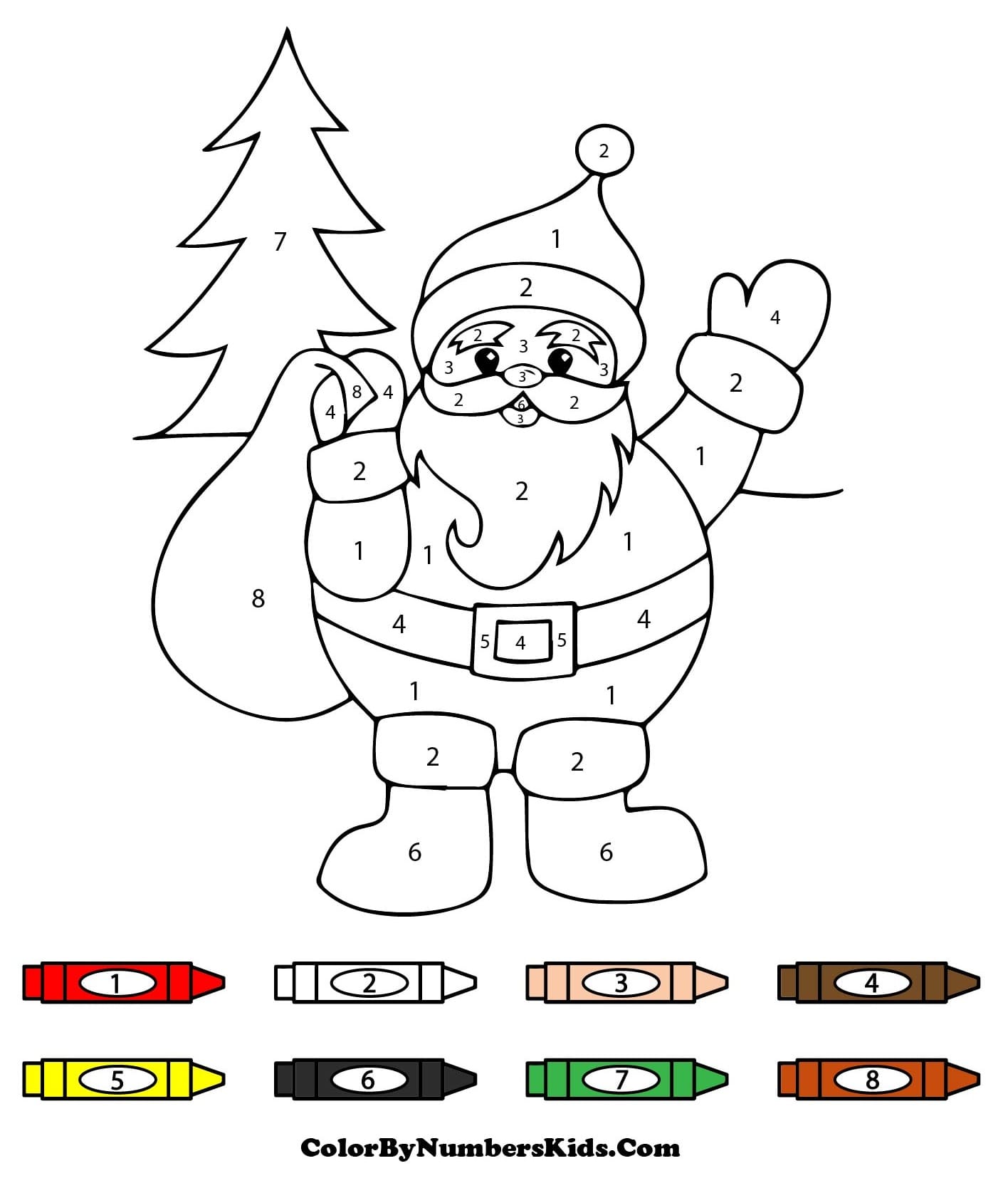 Santa Claus Color By Number For Kids