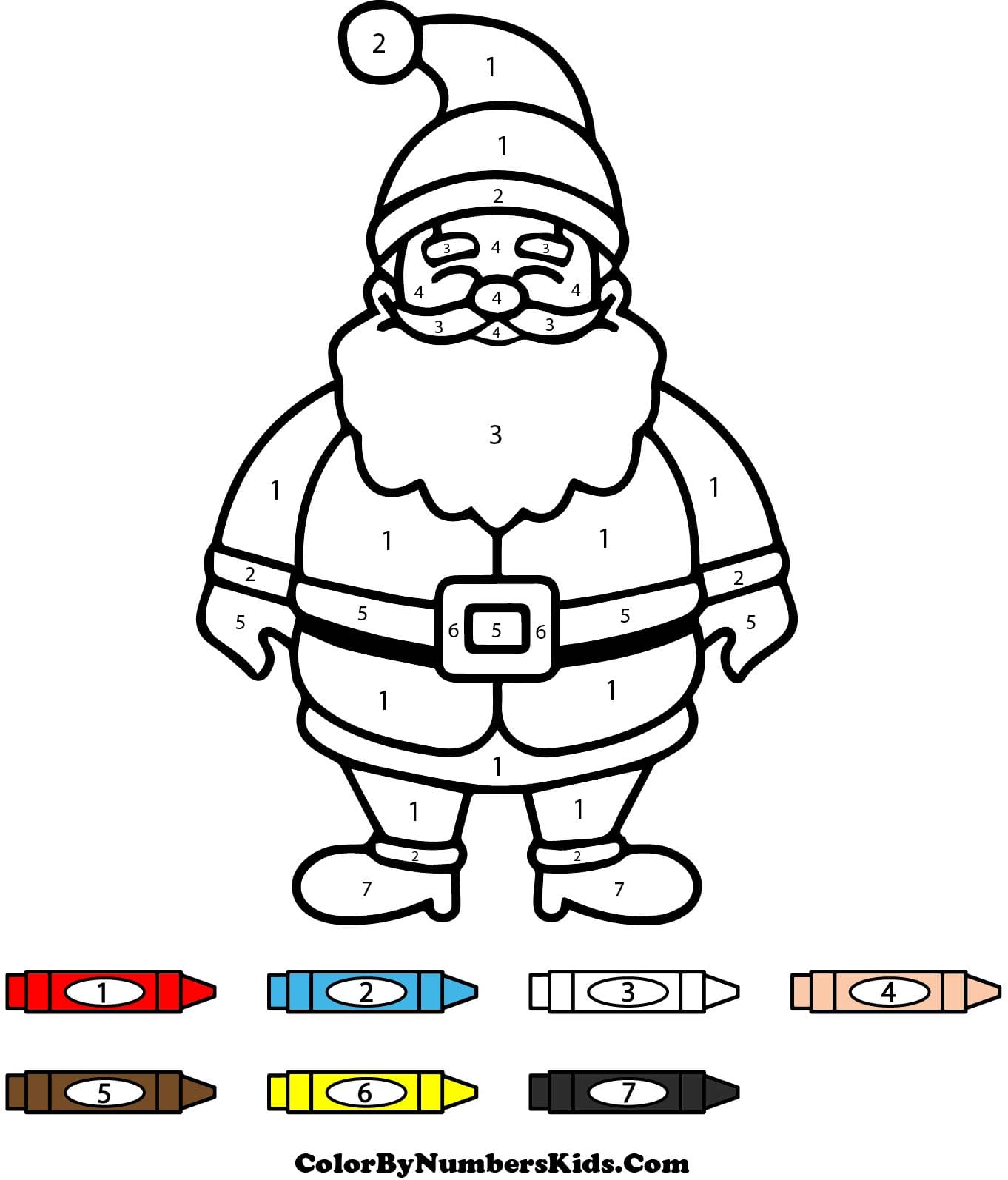 Santa Claus Color By Number Sheet