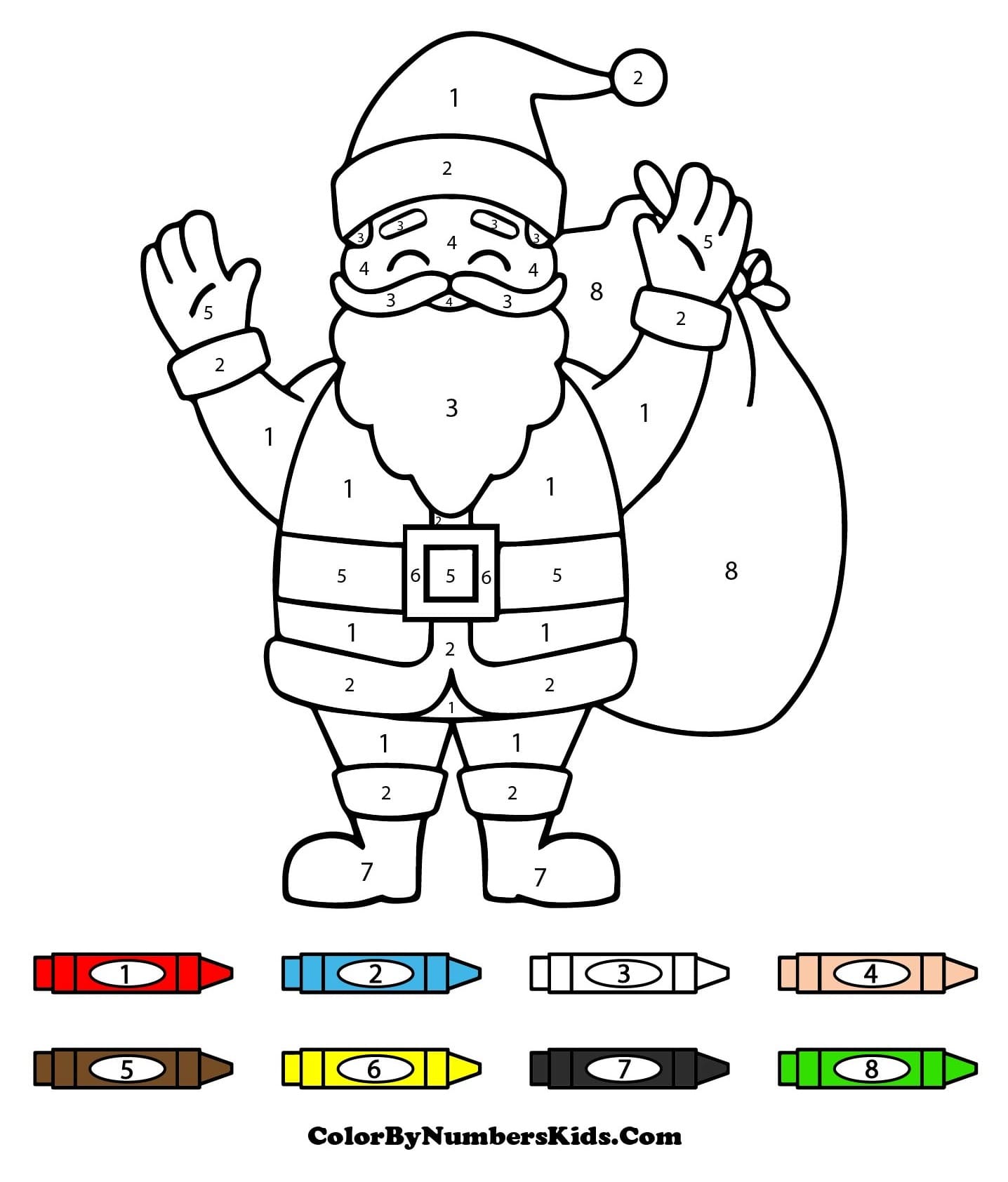 Santa Claus Color By Number Worksheet