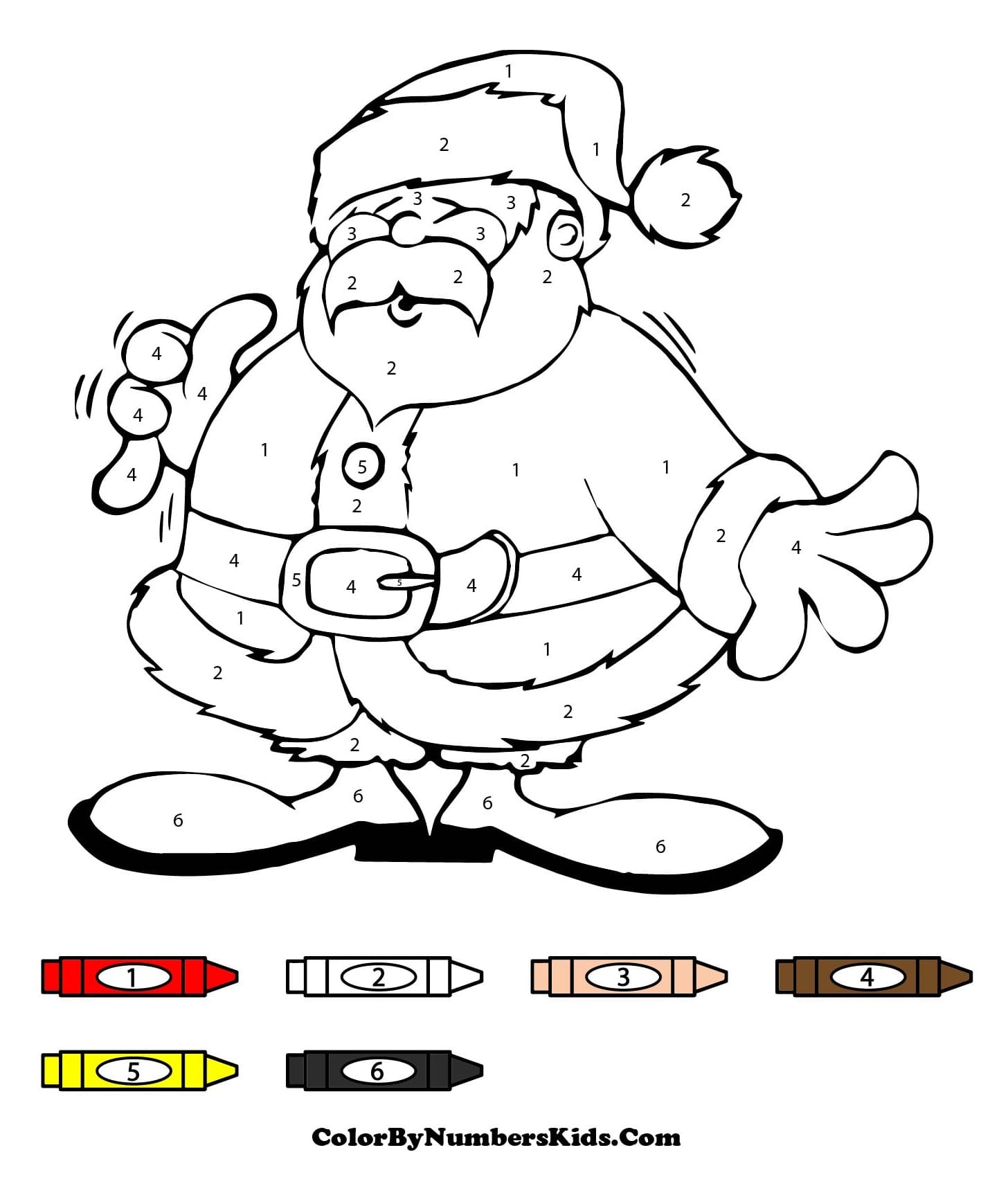 Santa Color By Number For Kids