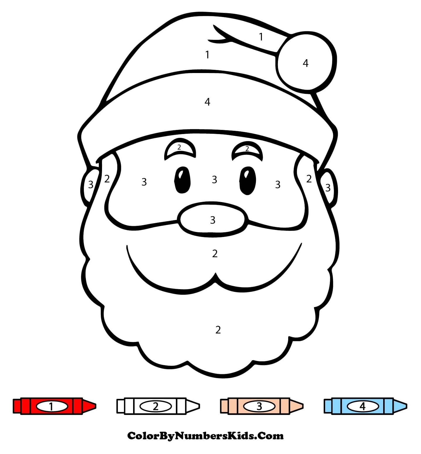 Santa Face Color By Number