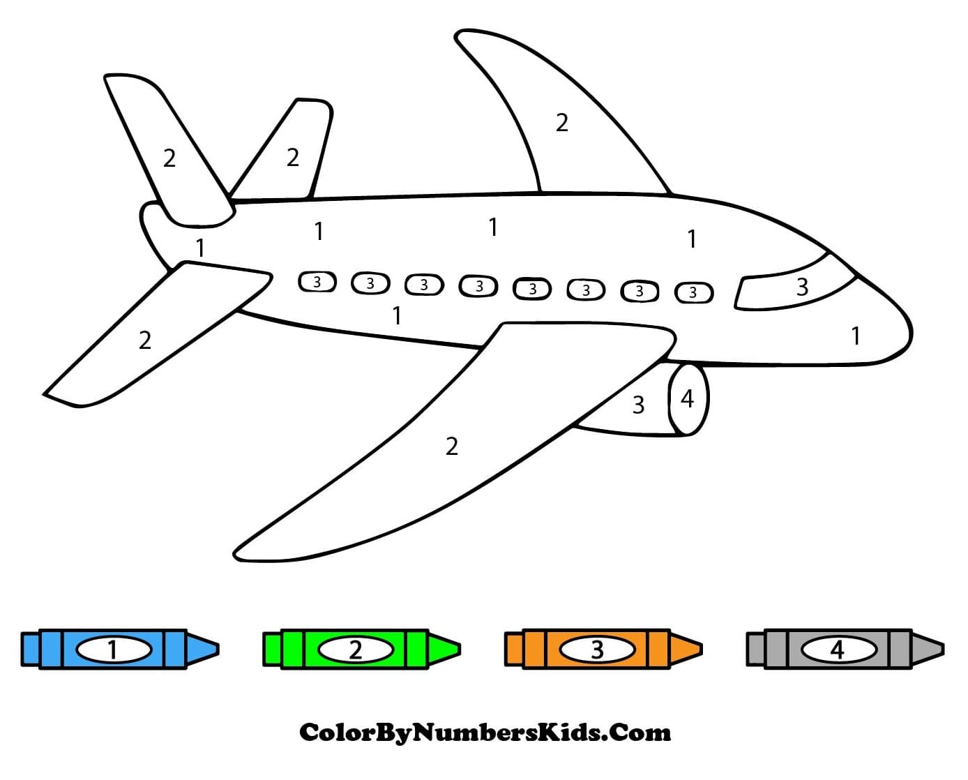 Simple Airplane Color By Number For Kids