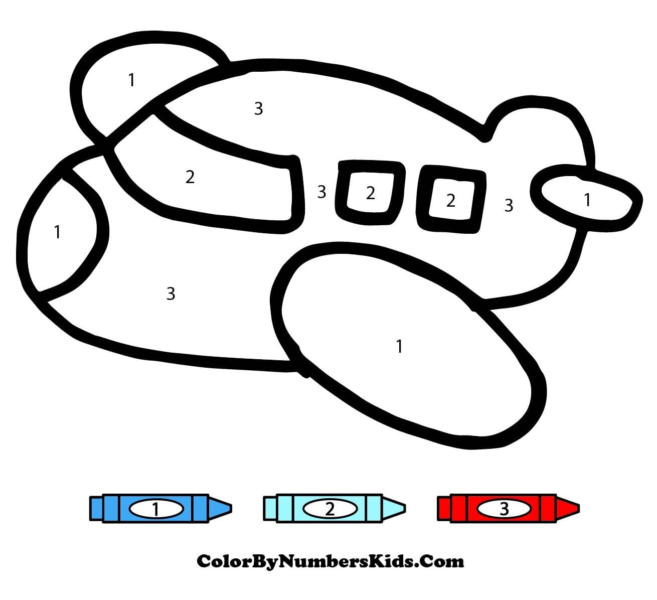 Simple Airplane Color By Number